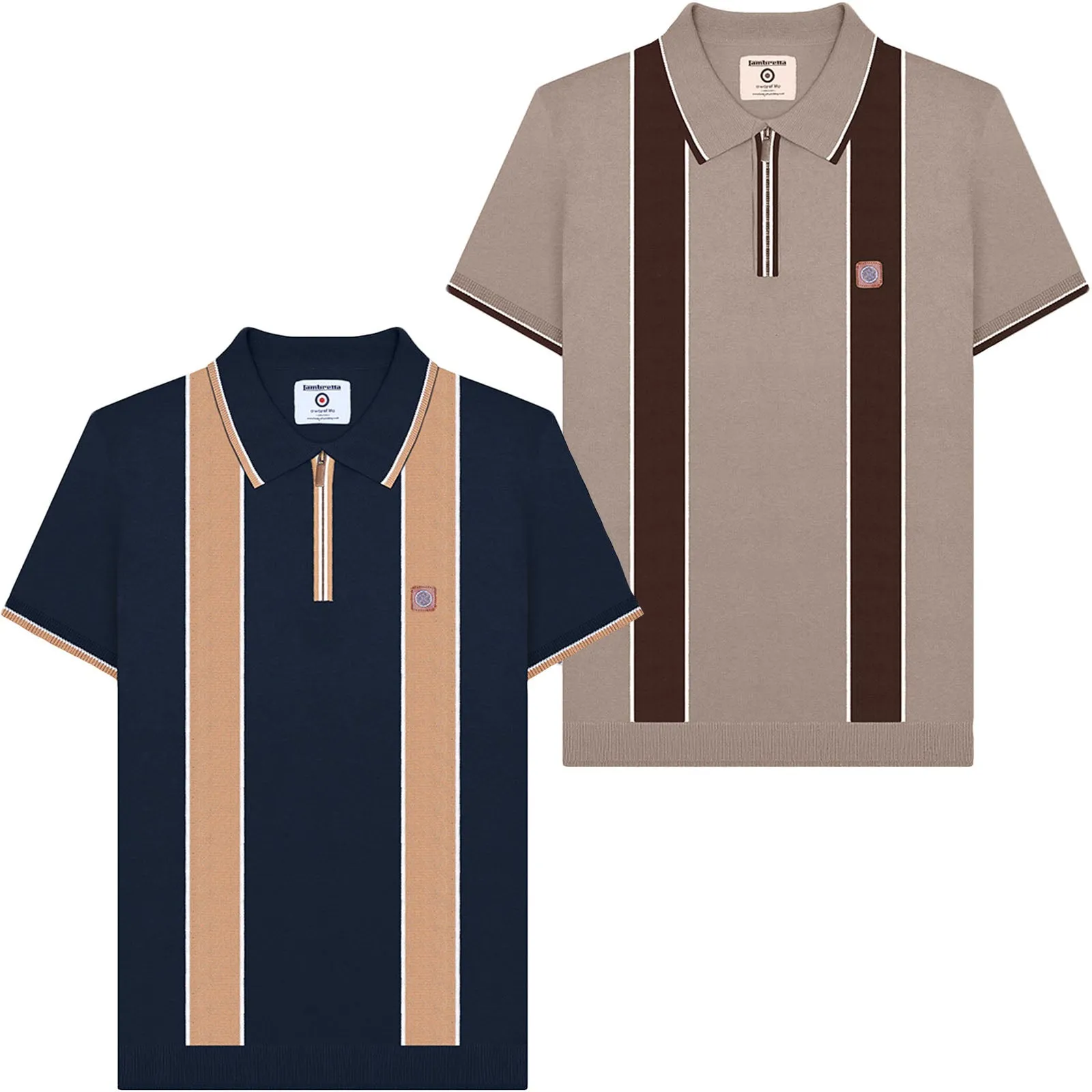Lambretta Mens Corsico 1/4 Zip Short Sleeve Polo Shirt