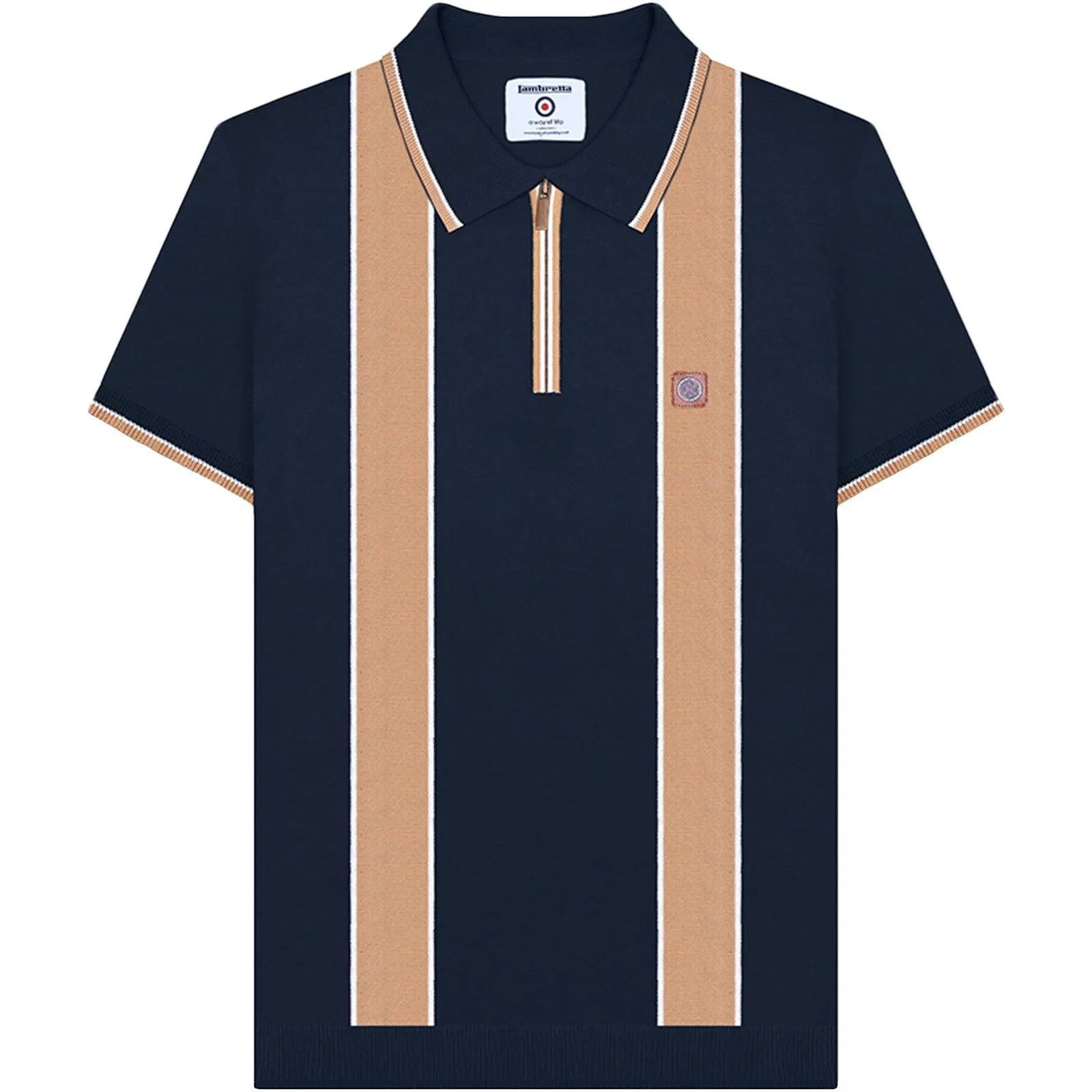 Lambretta Mens Corsico 1/4 Zip Short Sleeve Polo Shirt
