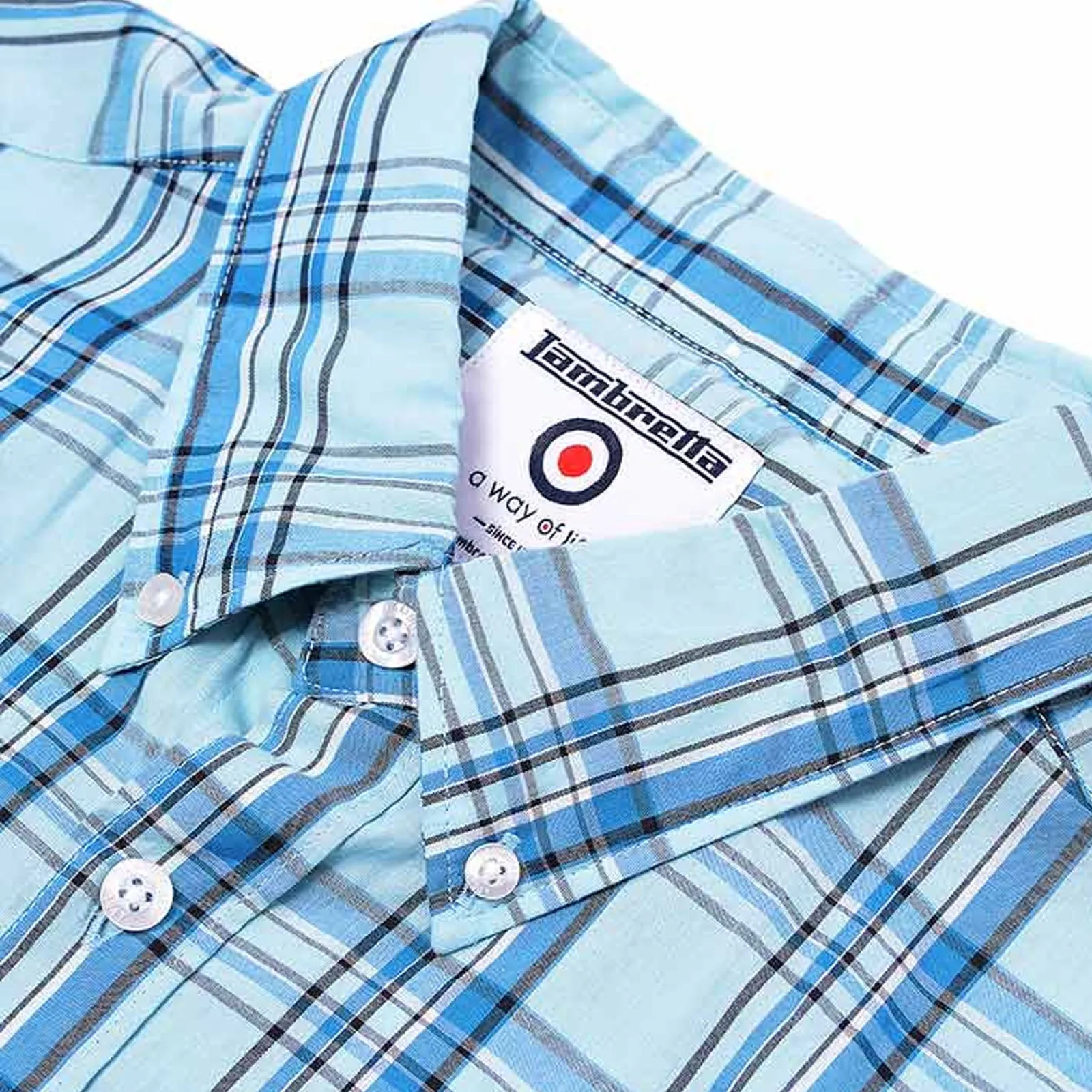 Lambretta Mens Cotton Check Shirt - Arctic/Blue