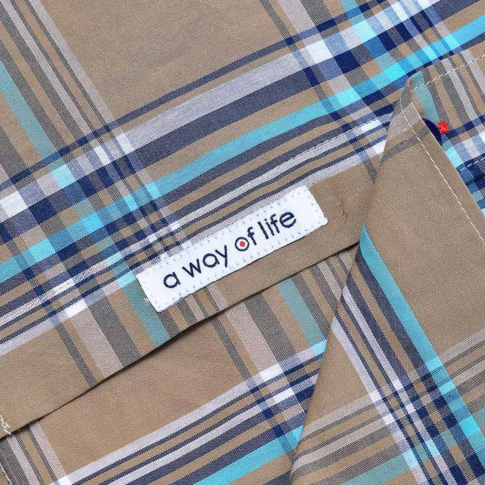 Lambretta Mens Cotton Check Shirt - Khaki/Navy