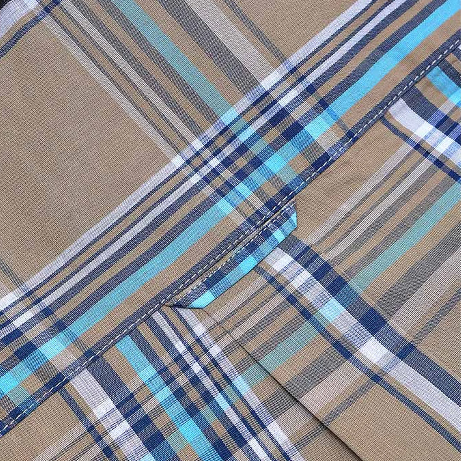 Lambretta Mens Cotton Check Shirt - Khaki/Navy