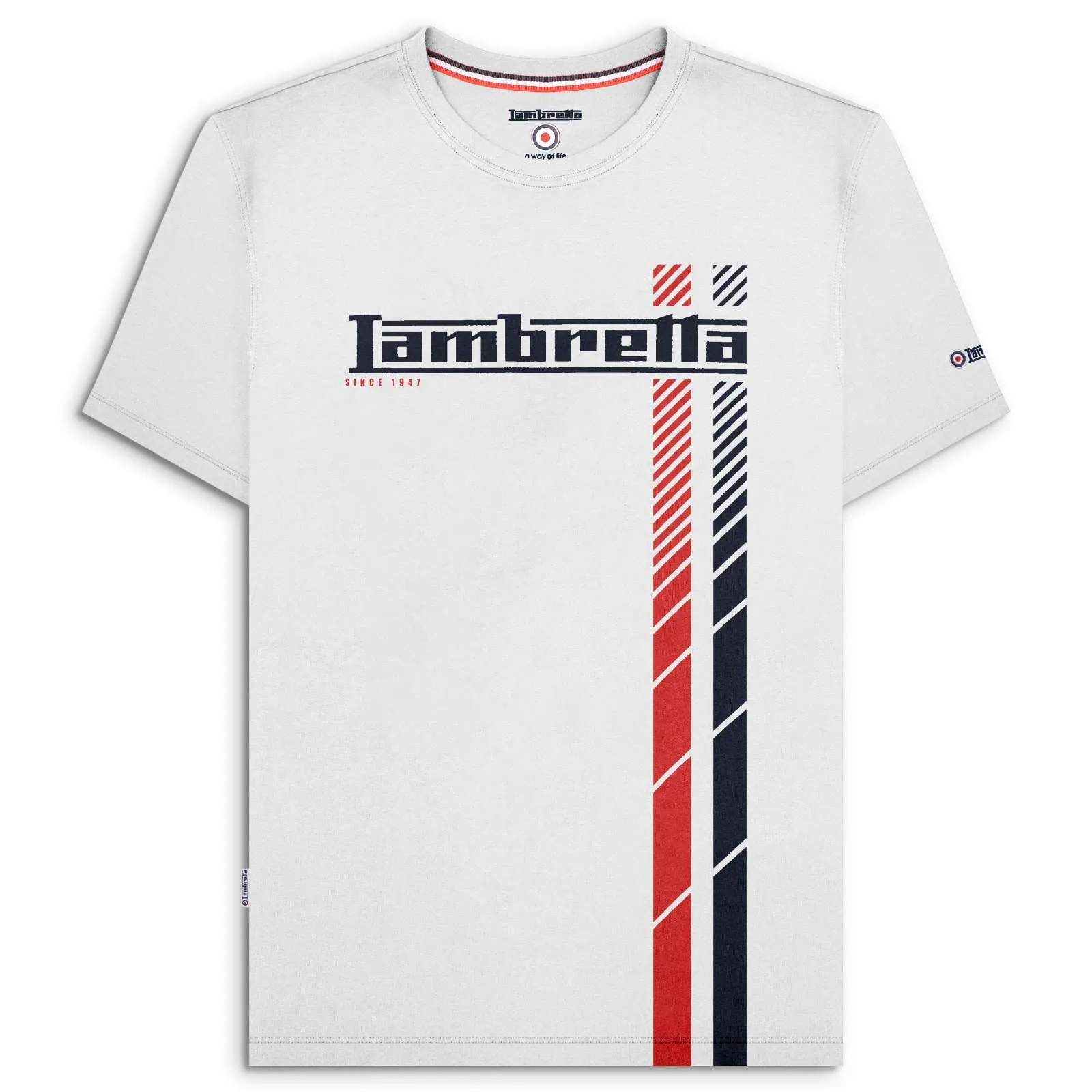 Lambretta Mens Fade Racing Stripe Short Sleeve T-Shirt