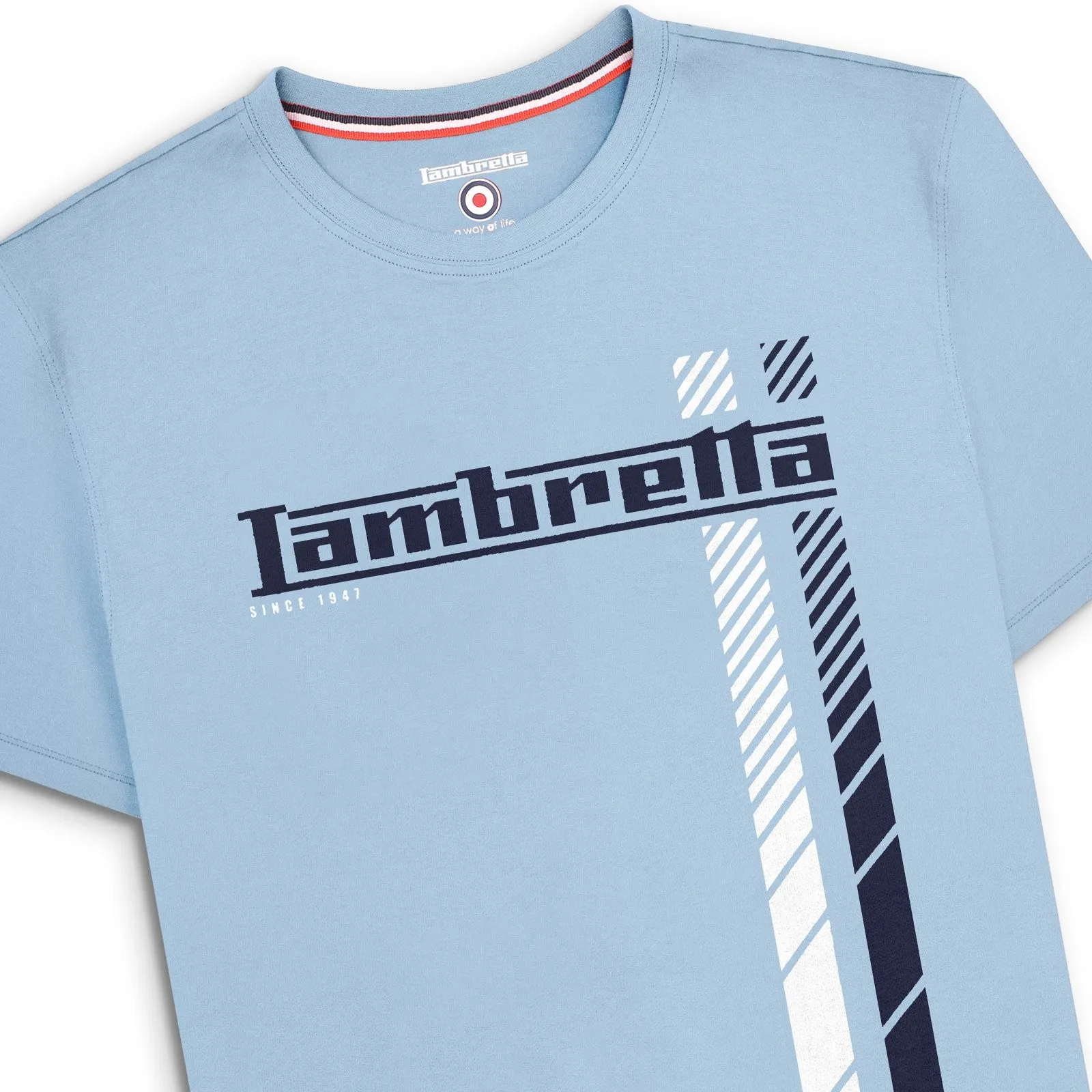 Lambretta Mens Fade Racing Stripe Short Sleeve T-Shirt