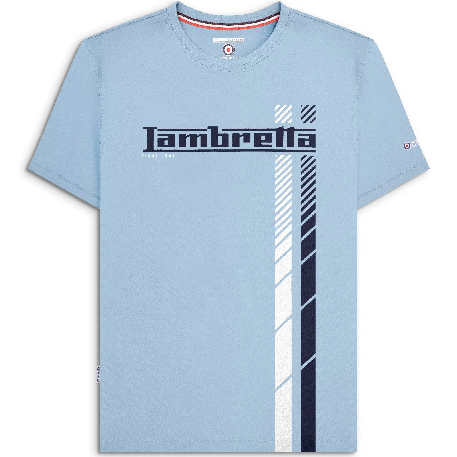 Lambretta Mens Fade Racing Stripe Short Sleeve T-Shirt
