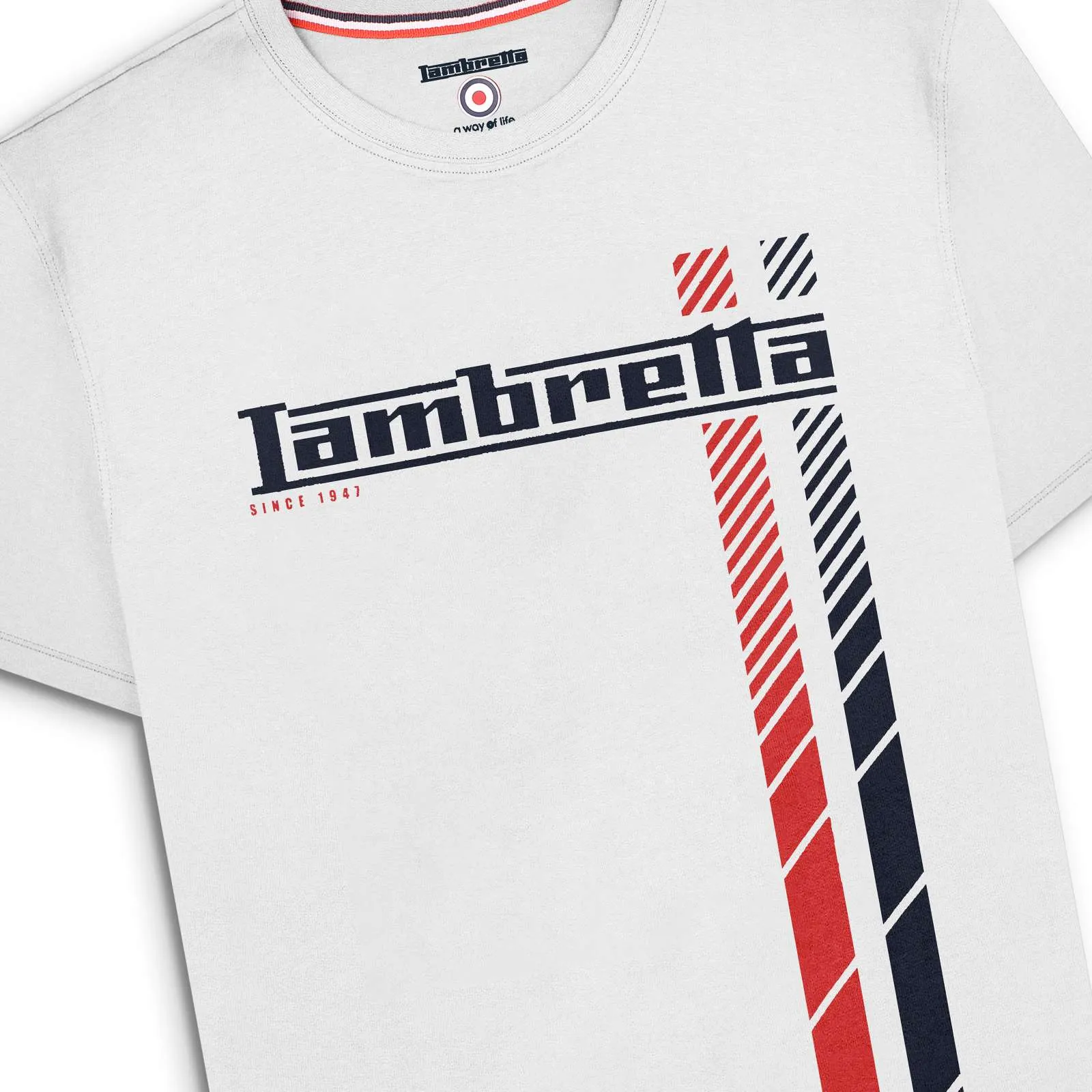 Lambretta Mens Fade Racing Stripe Short Sleeve T-Shirt