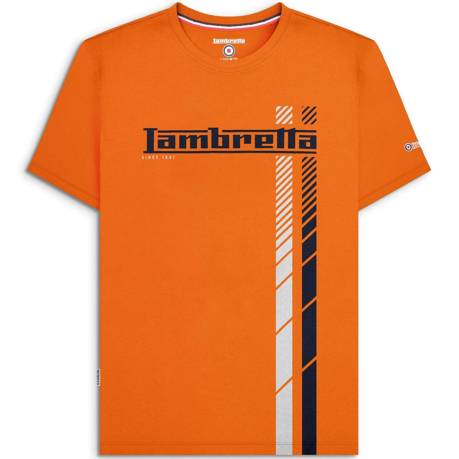 Lambretta Mens Fade Racing Stripe Short Sleeve T-Shirt