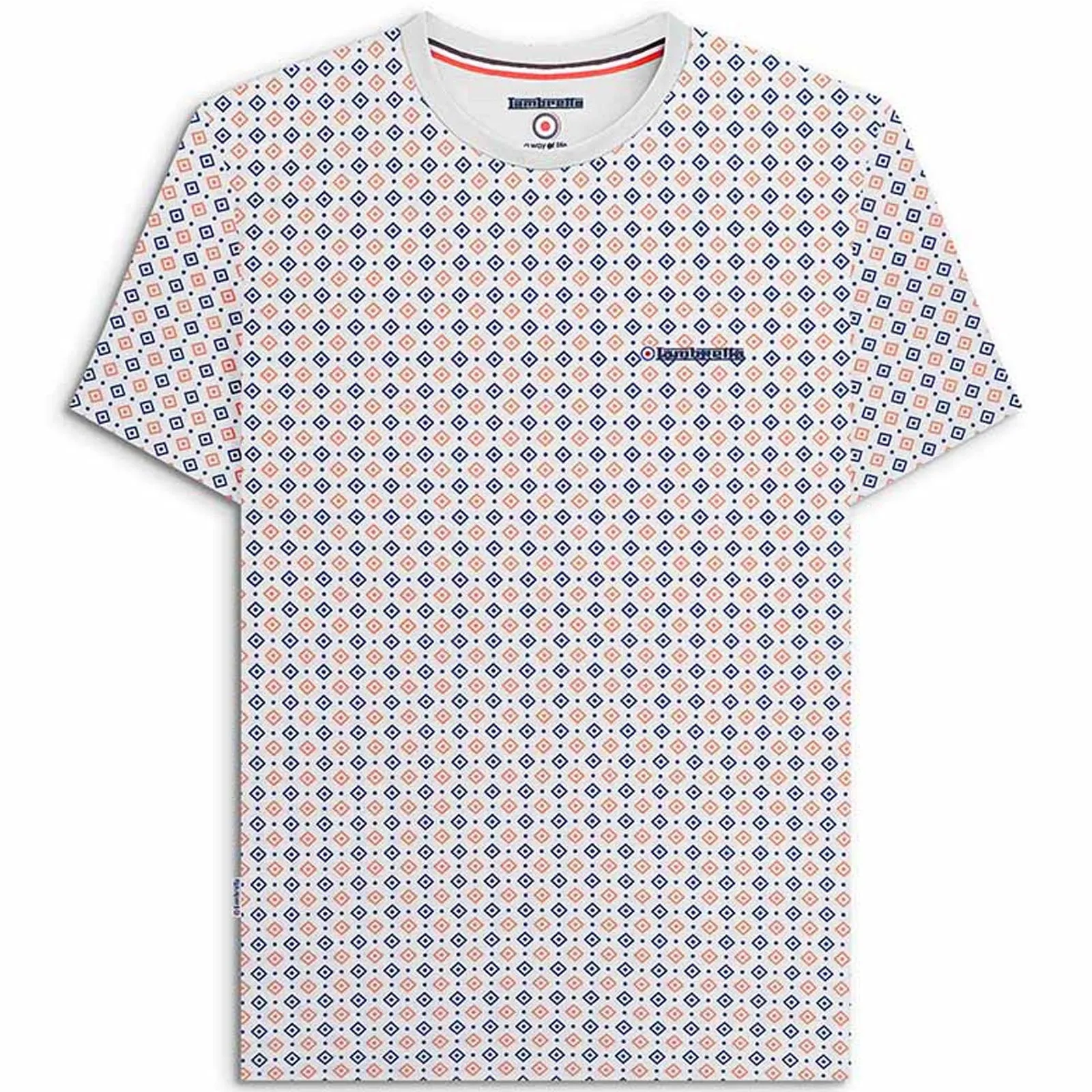 Lambretta Mens Geo AOP Crew Neck T-Shirt