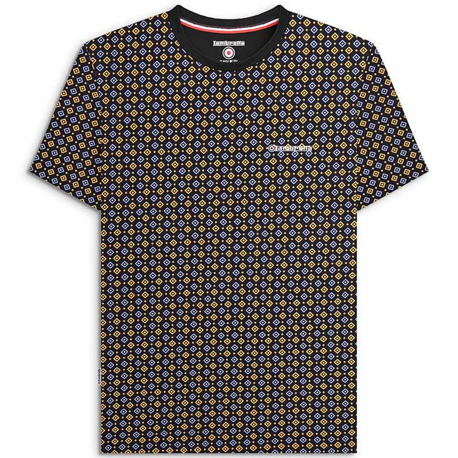 Lambretta Mens Geo AOP Crew Neck T-Shirt