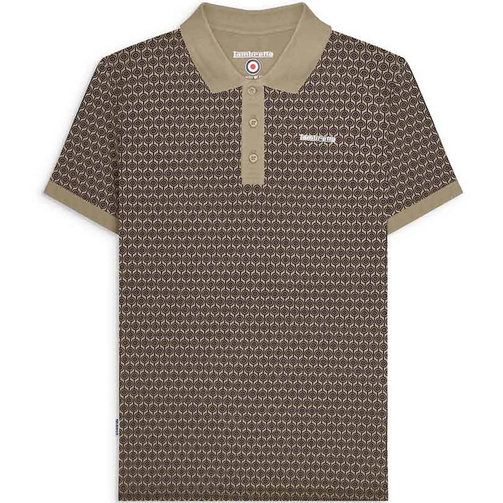 Lambretta Mens Geo Roundel Short Sleeve Polo Shirt