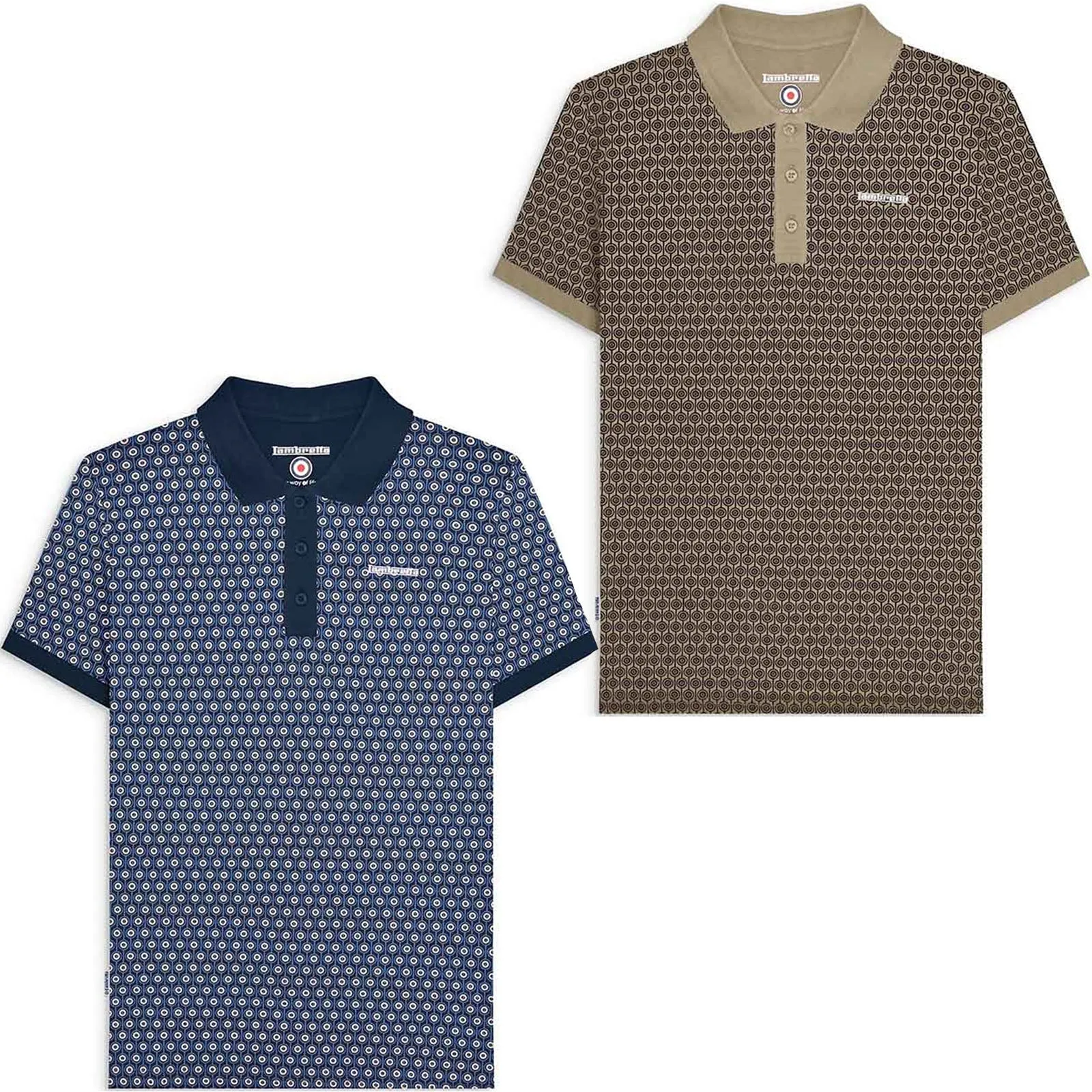 Lambretta Mens Geo Roundel Short Sleeve Polo Shirt