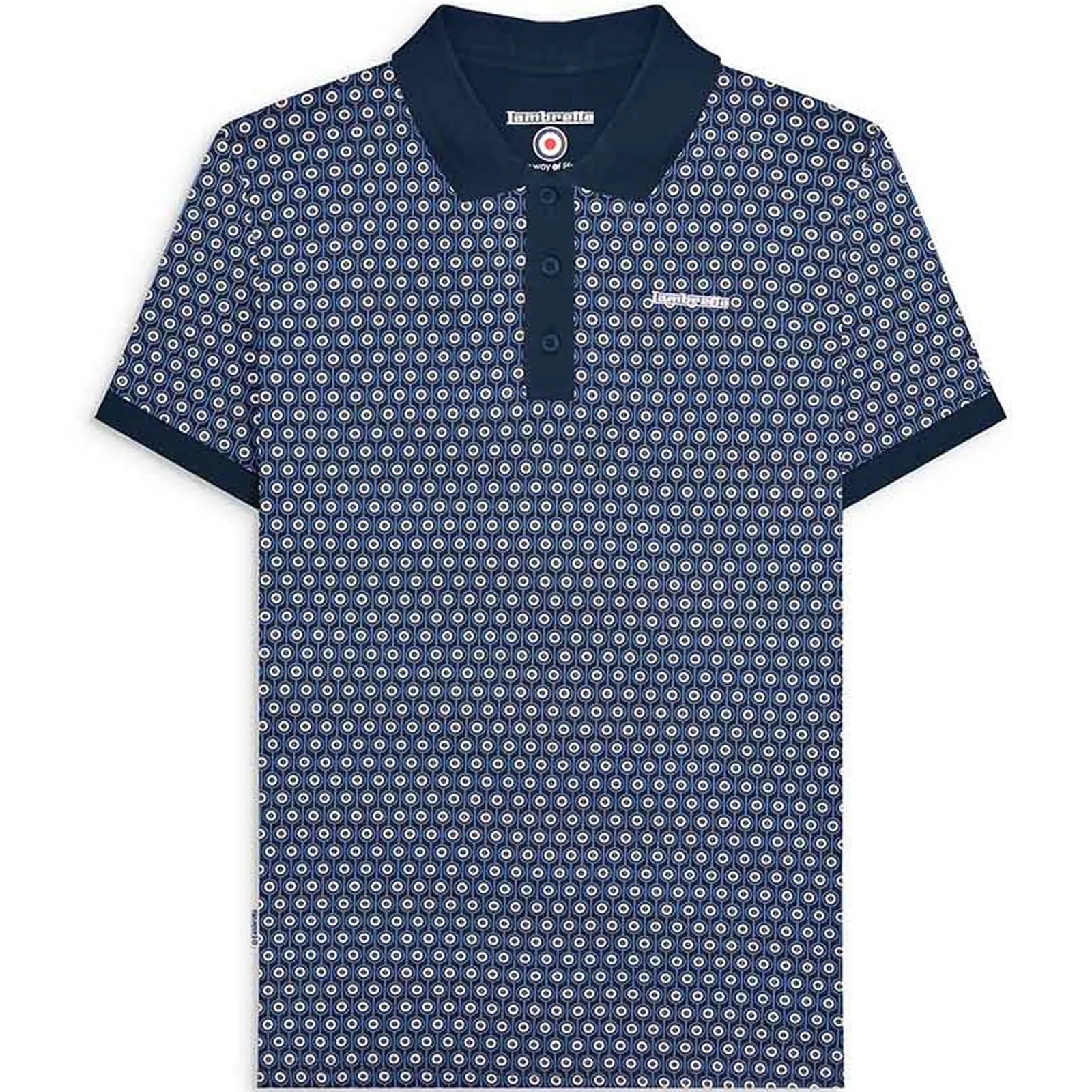 Lambretta Mens Geo Roundel Short Sleeve Polo Shirt