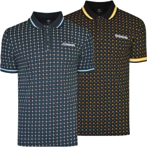 Lambretta Mens Geometric Allover Print Polo Shirt