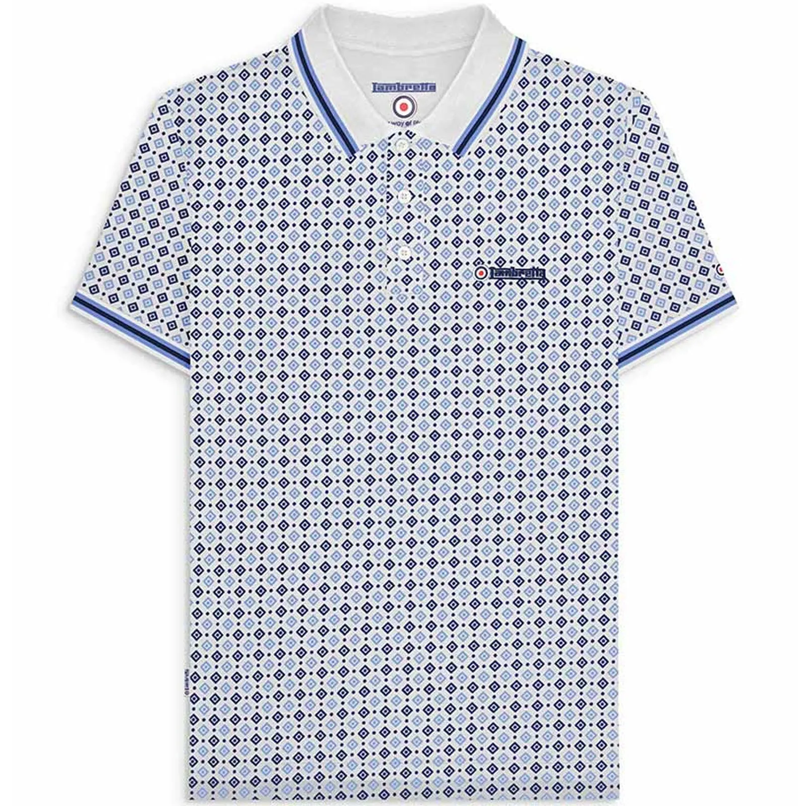 Lambretta Mens Geometric Allover Print Polo Shirt