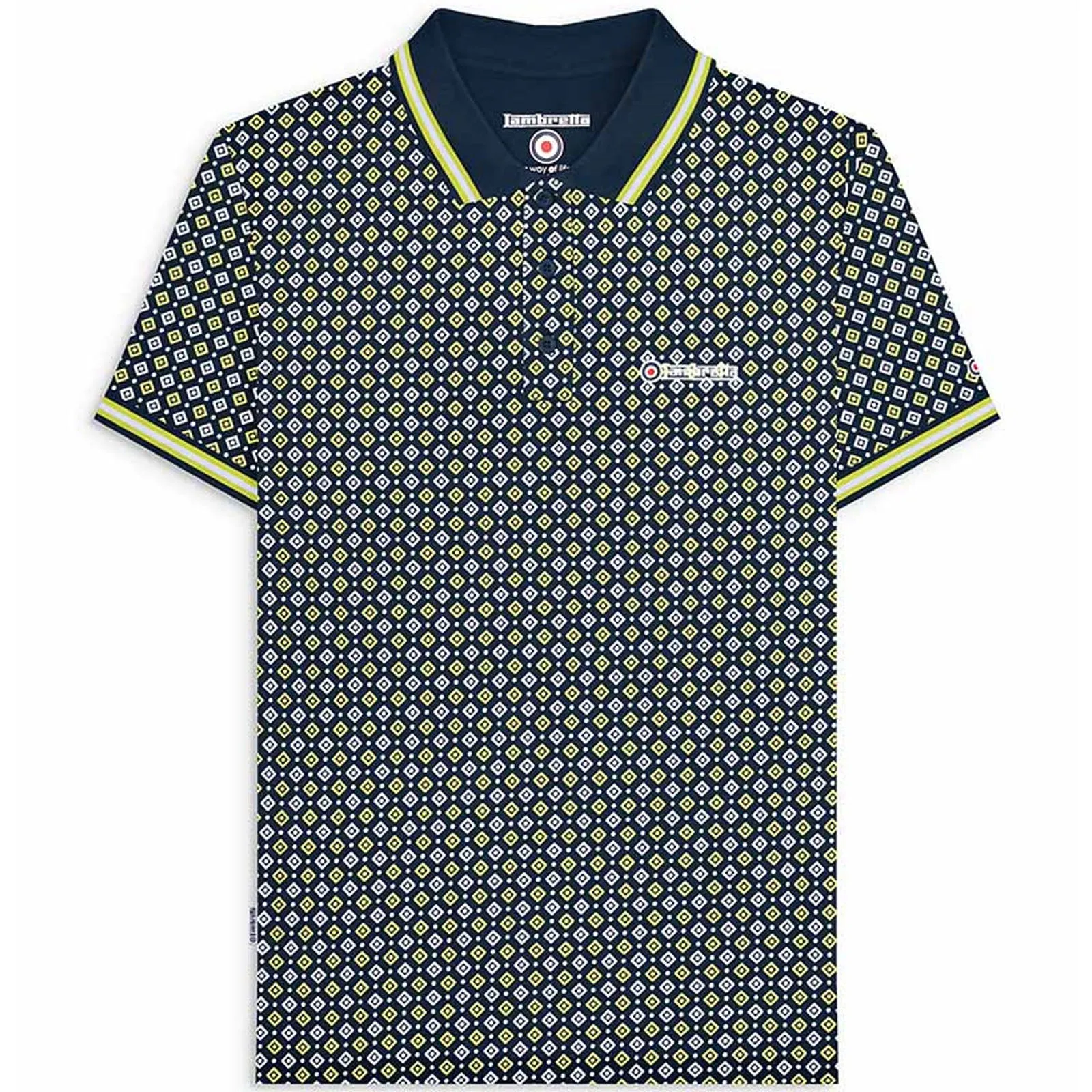 Lambretta Mens Geometric Allover Print Polo Shirt