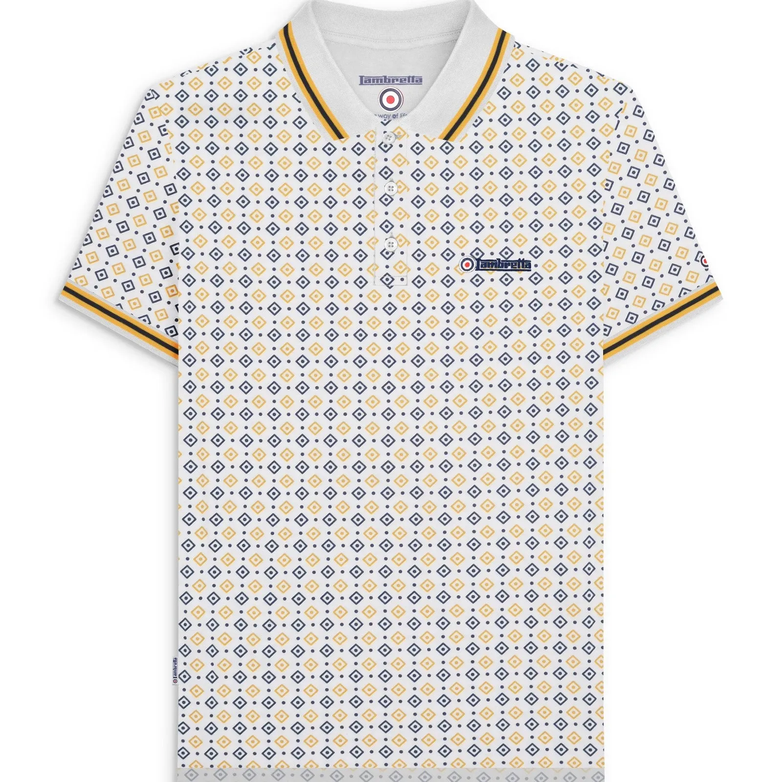 Lambretta Mens Geometric Allover Print Polo Shirt