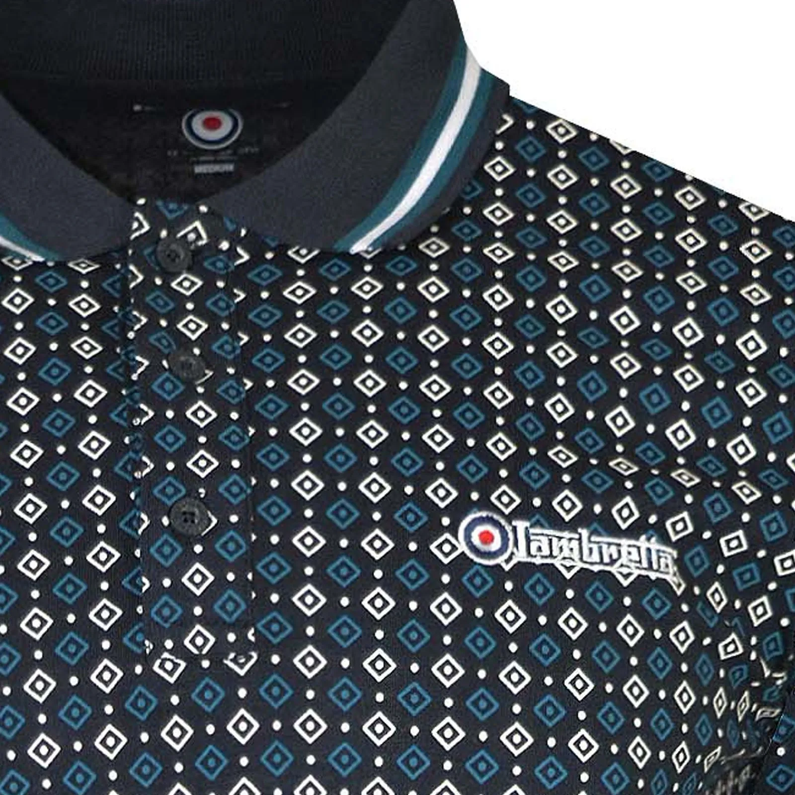 Lambretta Mens Geometric Allover Print Polo Shirt