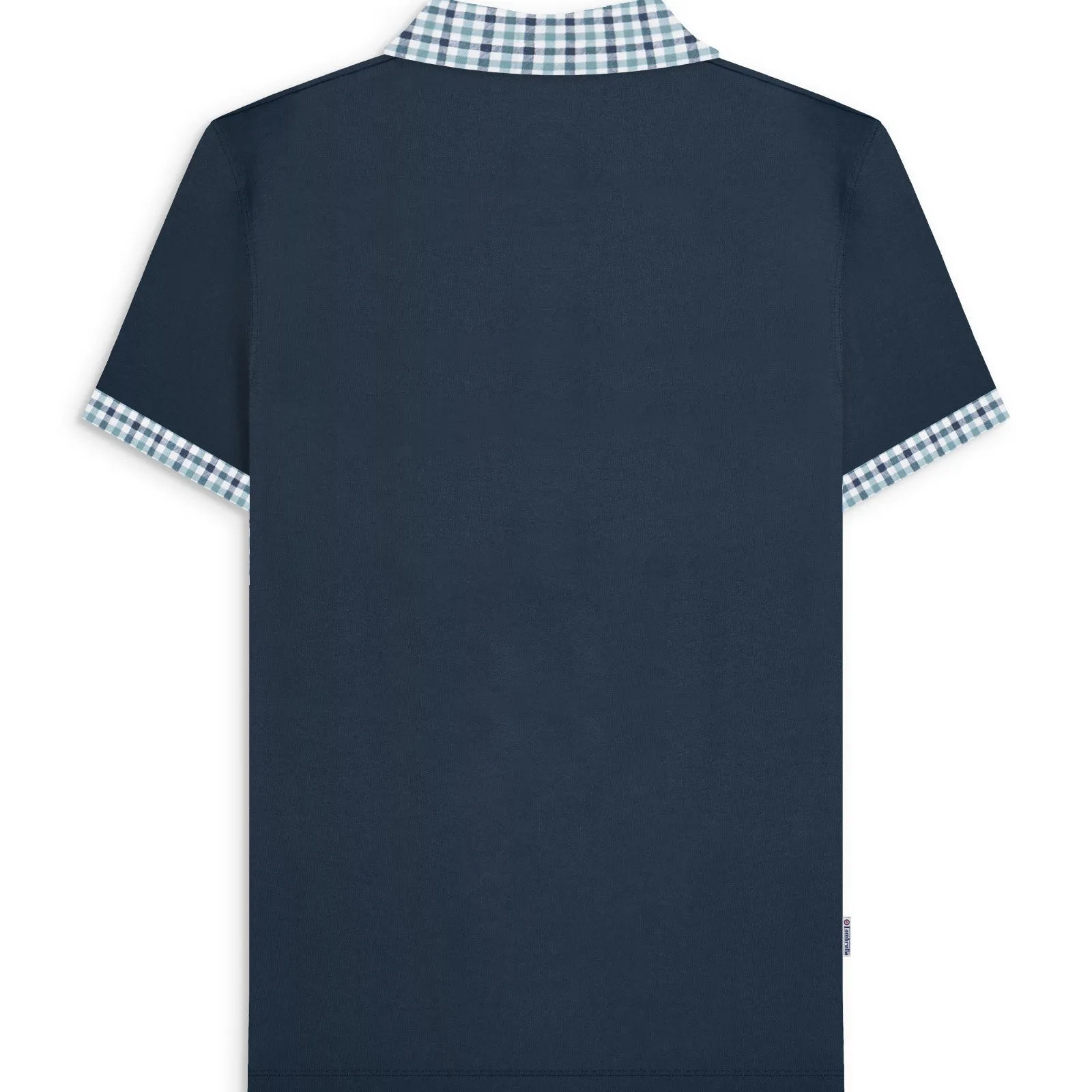 Lambretta Mens Gingham Collar Short Sleeve Polo Shirt