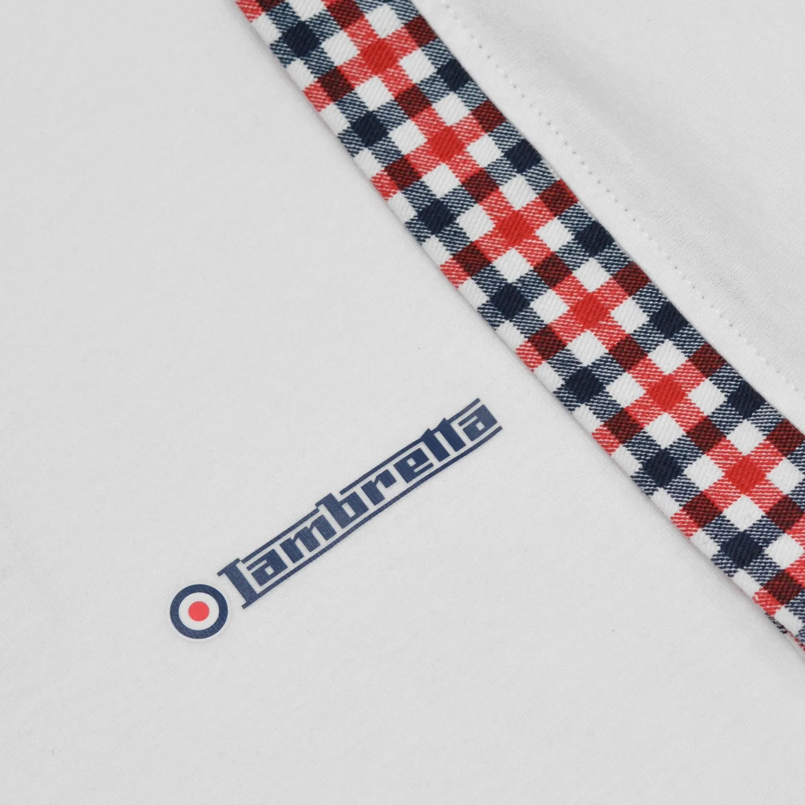 Lambretta Mens Gingham Collar Short Sleeve Polo Shirt