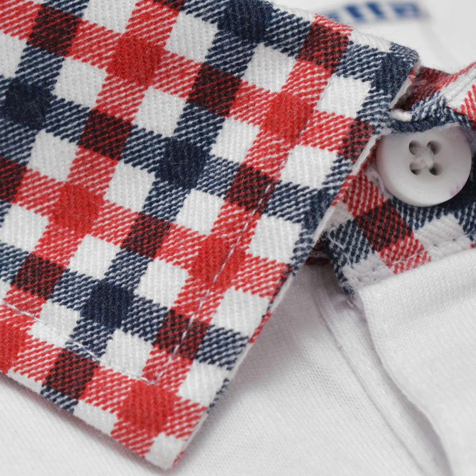 Lambretta Mens Gingham Collar Short Sleeve Polo Shirt