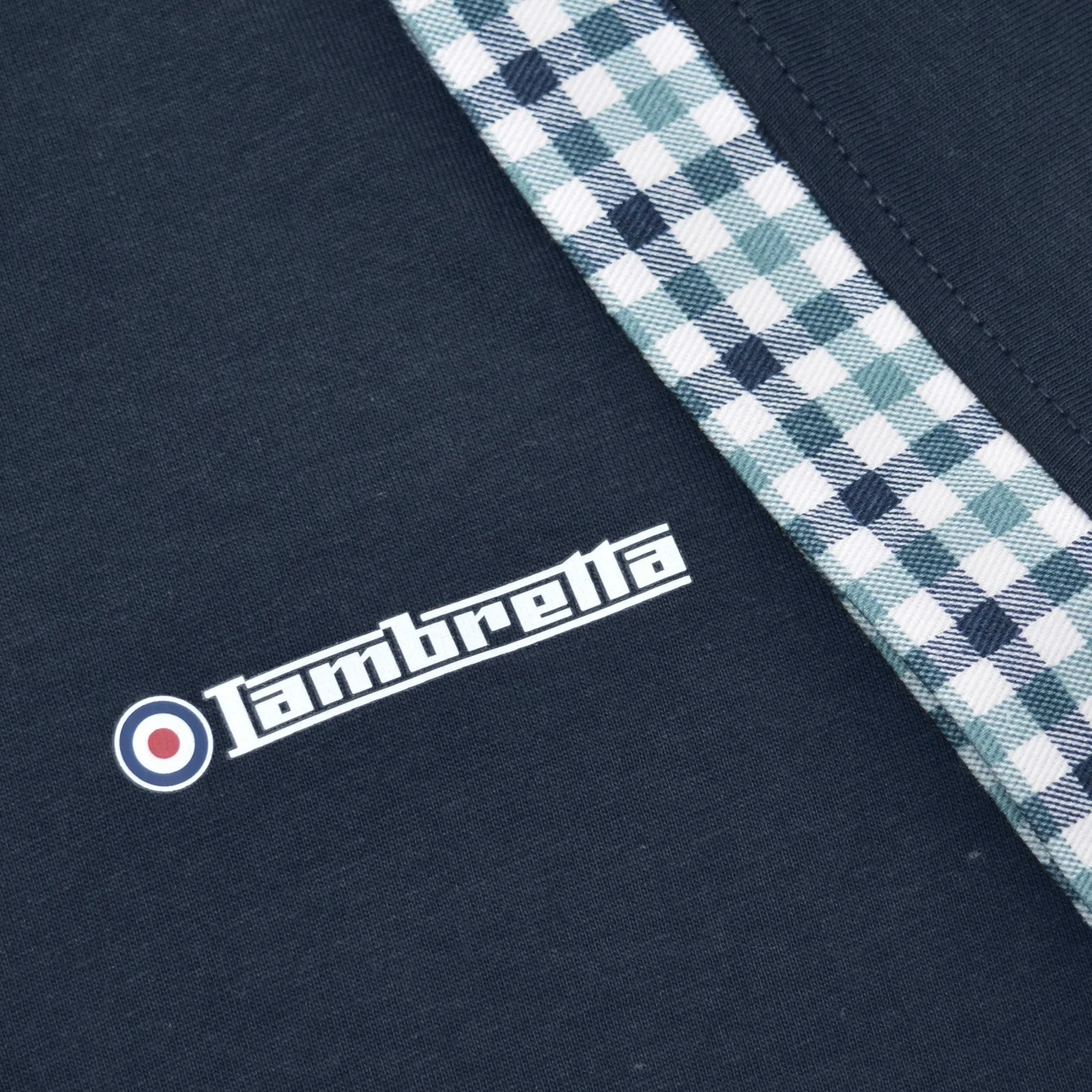 Lambretta Mens Gingham Collar Short Sleeve Polo Shirt