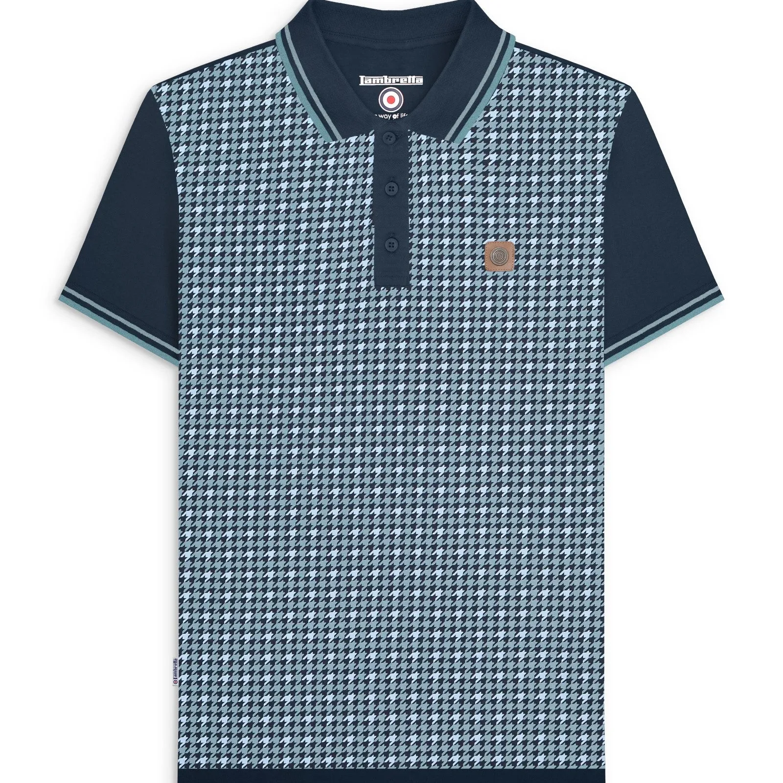 Lambretta Mens Houndstooth Short Sleeve Polo Shirt