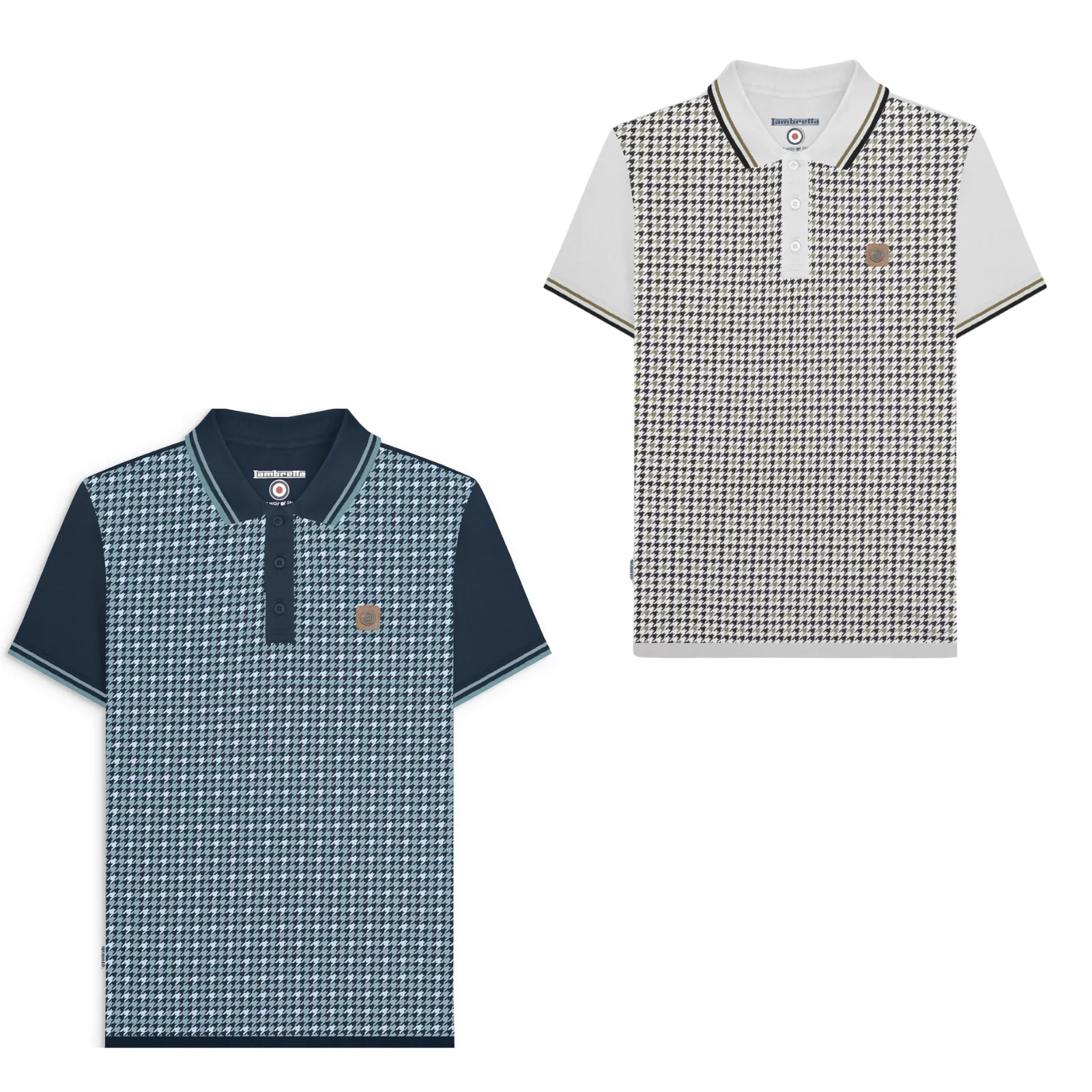 Lambretta Mens Houndstooth Short Sleeve Polo Shirt
