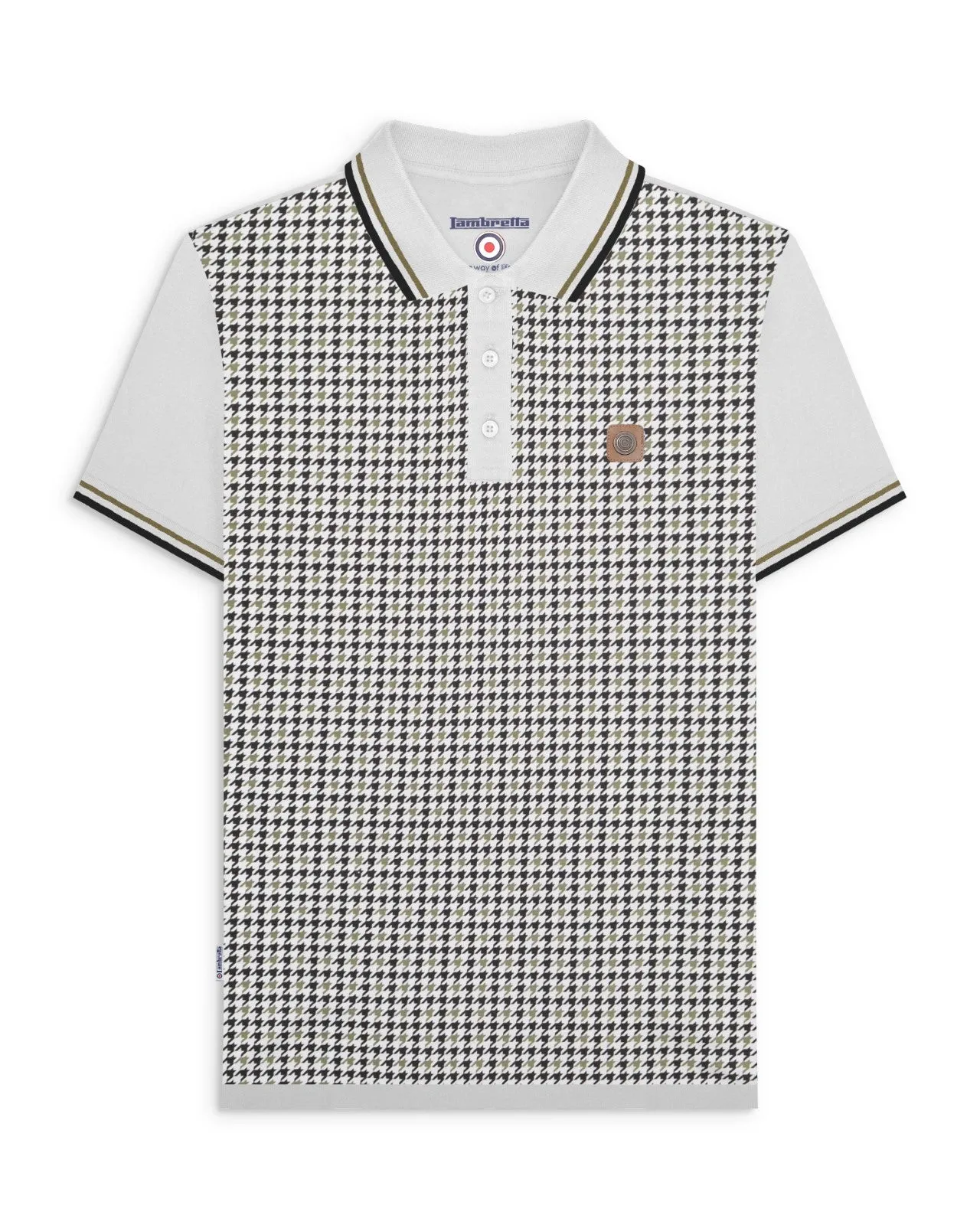Lambretta Mens Houndstooth Short Sleeve Polo Shirt