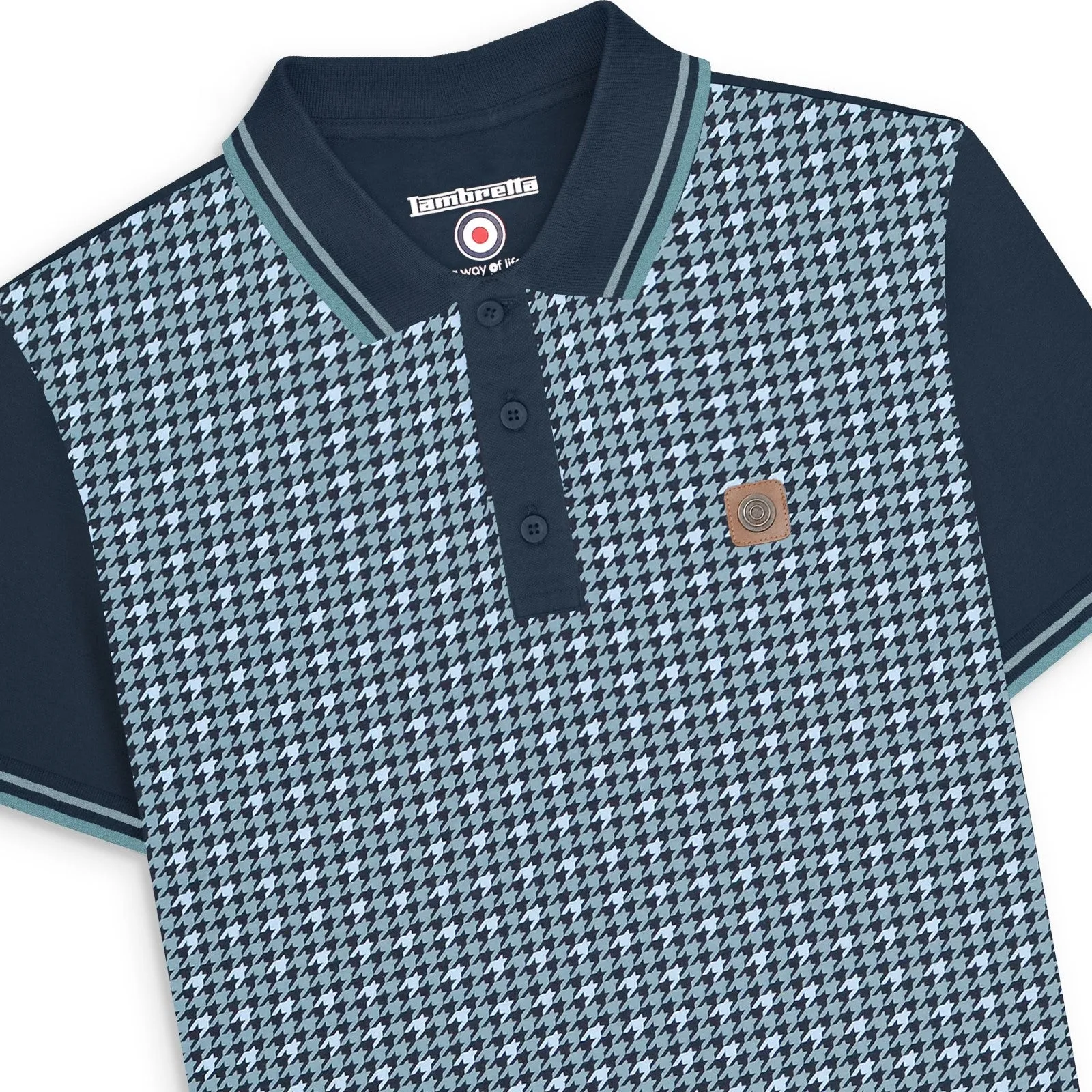 Lambretta Mens Houndstooth Short Sleeve Polo Shirt