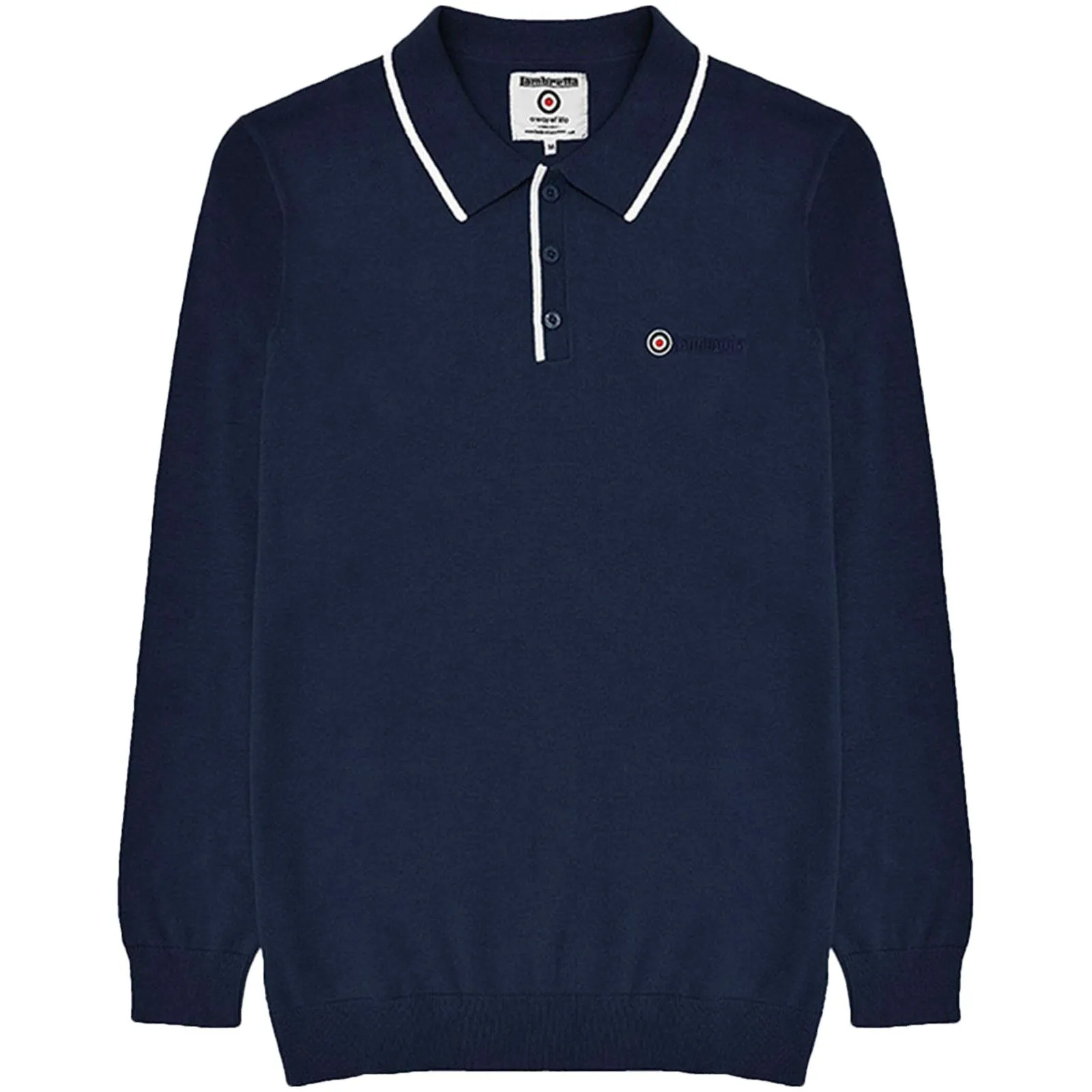 Lambretta Mens Knitted Long Sleeve Polo Shirt