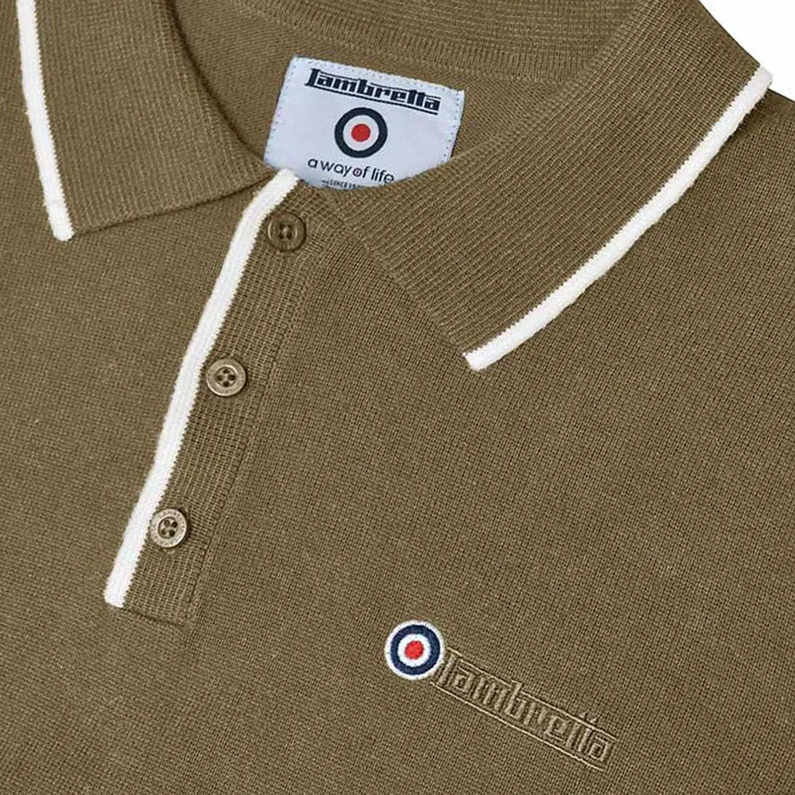 Lambretta Mens Knitted Long Sleeve Polo Shirt