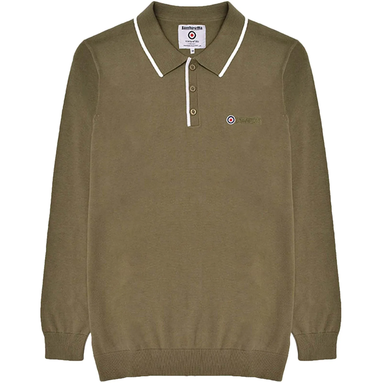 Lambretta Mens Knitted Long Sleeve Polo Shirt
