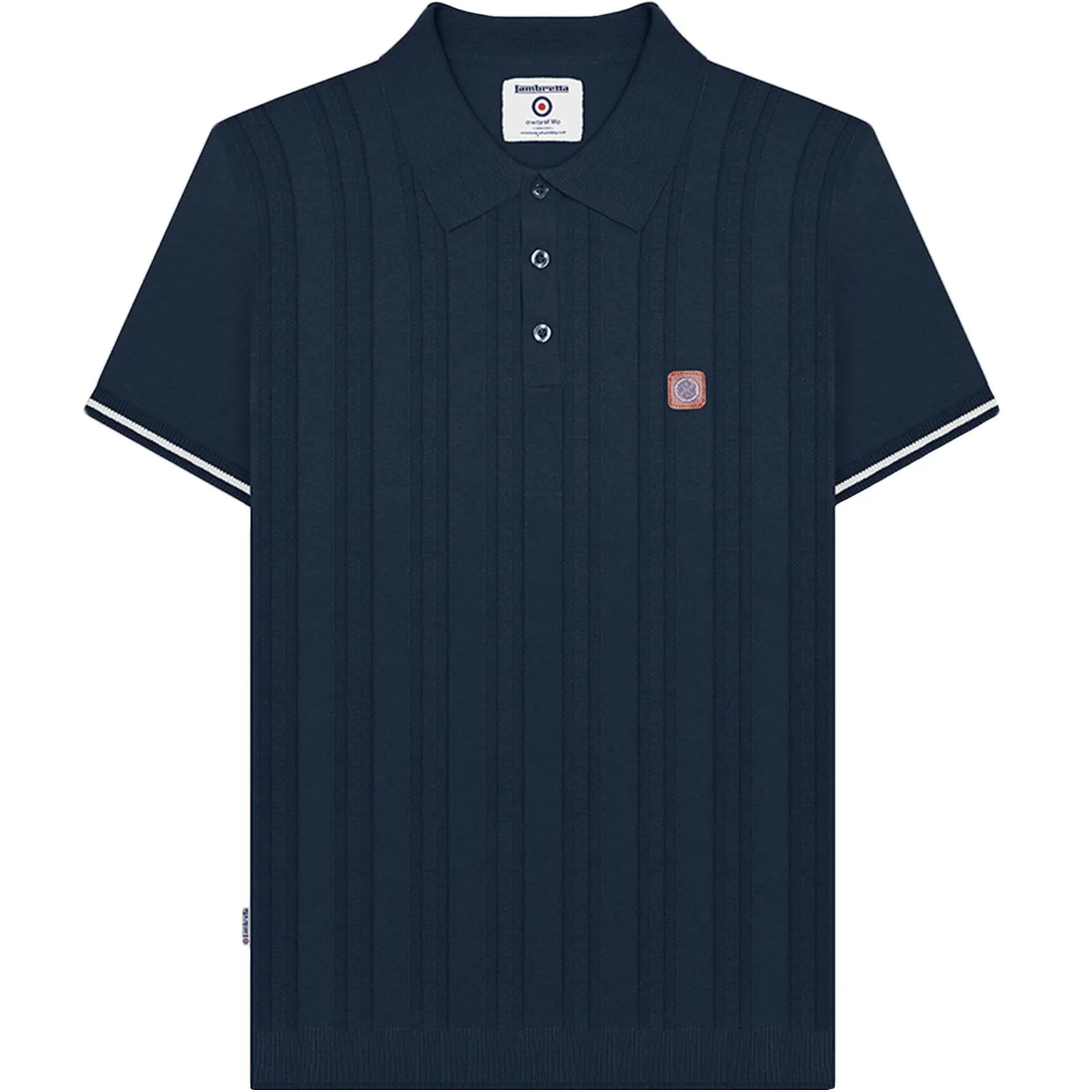 Lambretta Mens Knitted Short Sleeve Polo Shirt