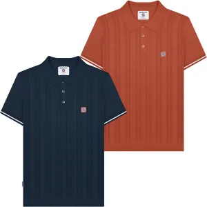 Lambretta Mens Knitted Short Sleeve Polo Shirt