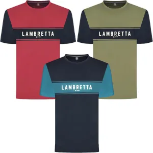 Lambretta Mens Logo Panel Raglan Retro T-Shirt
