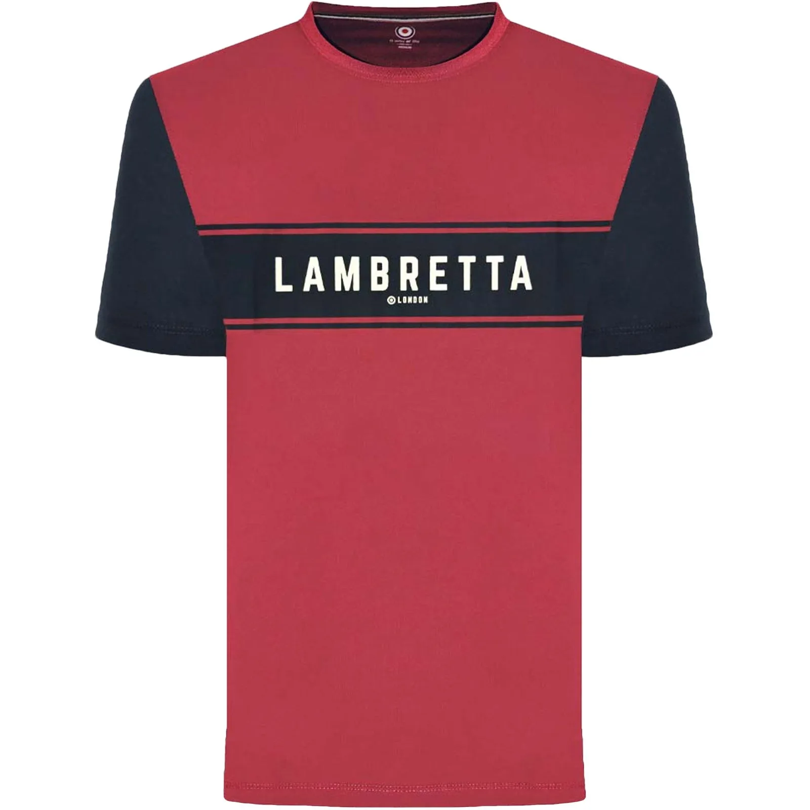 Lambretta Mens Logo Panel Raglan Retro T-Shirt