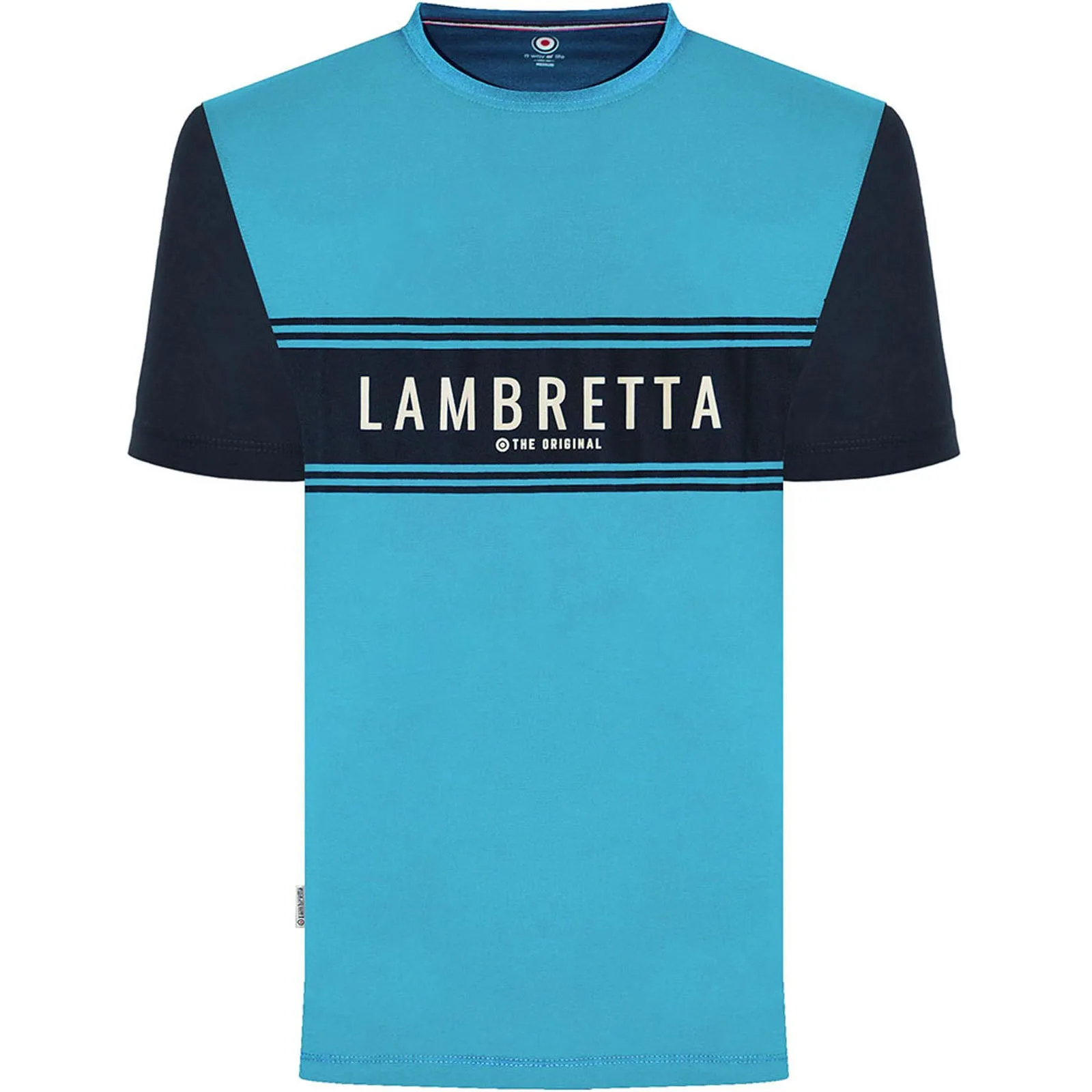 Lambretta Mens Logo Panel Raglan Retro T-Shirt