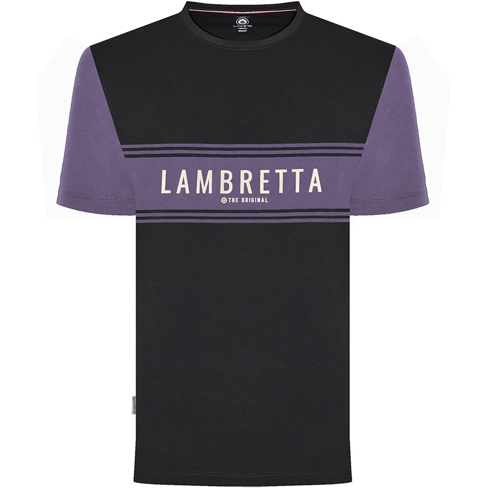 Lambretta Mens Logo Panel Raglan Retro T-Shirt