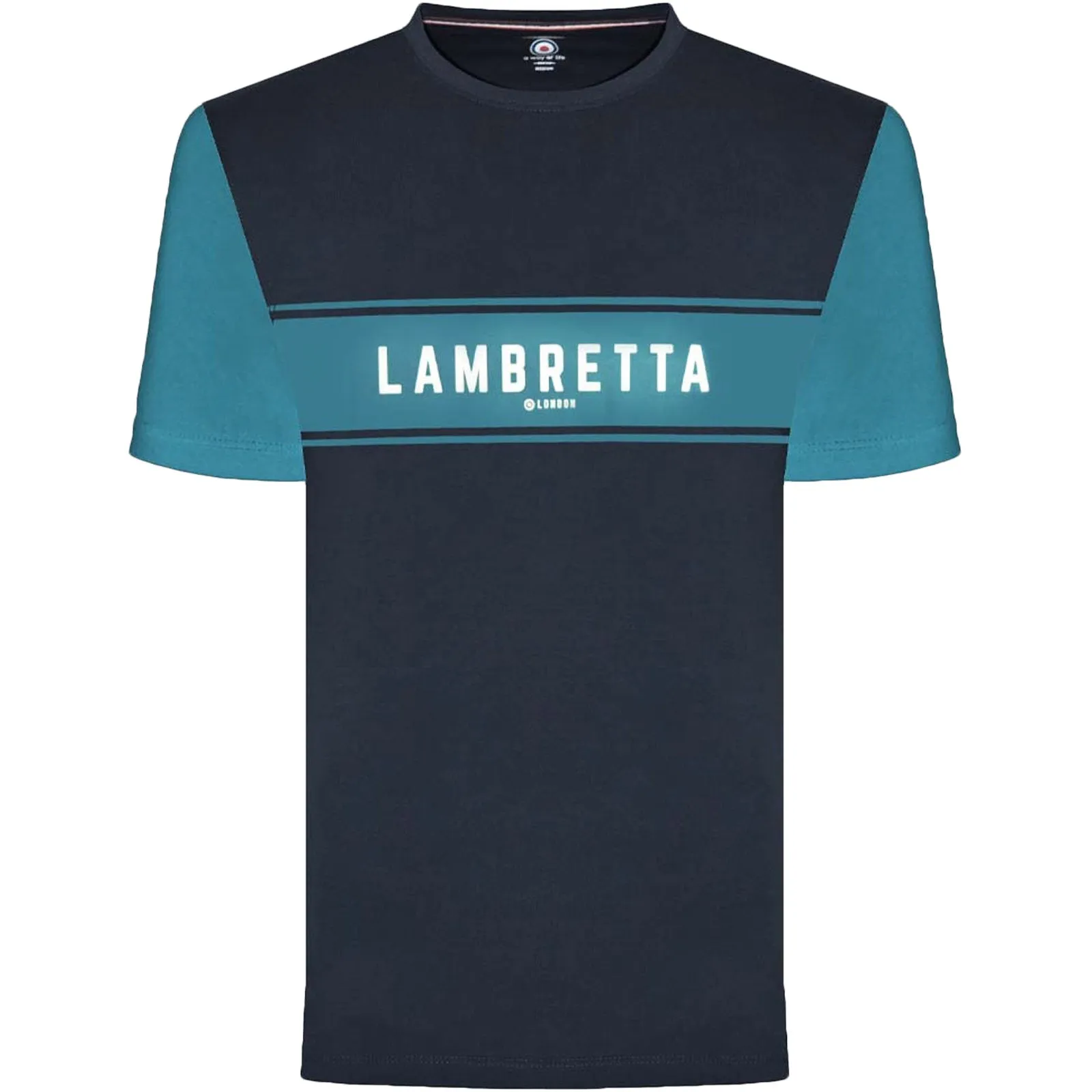 Lambretta Mens Logo Panel Raglan Retro T-Shirt