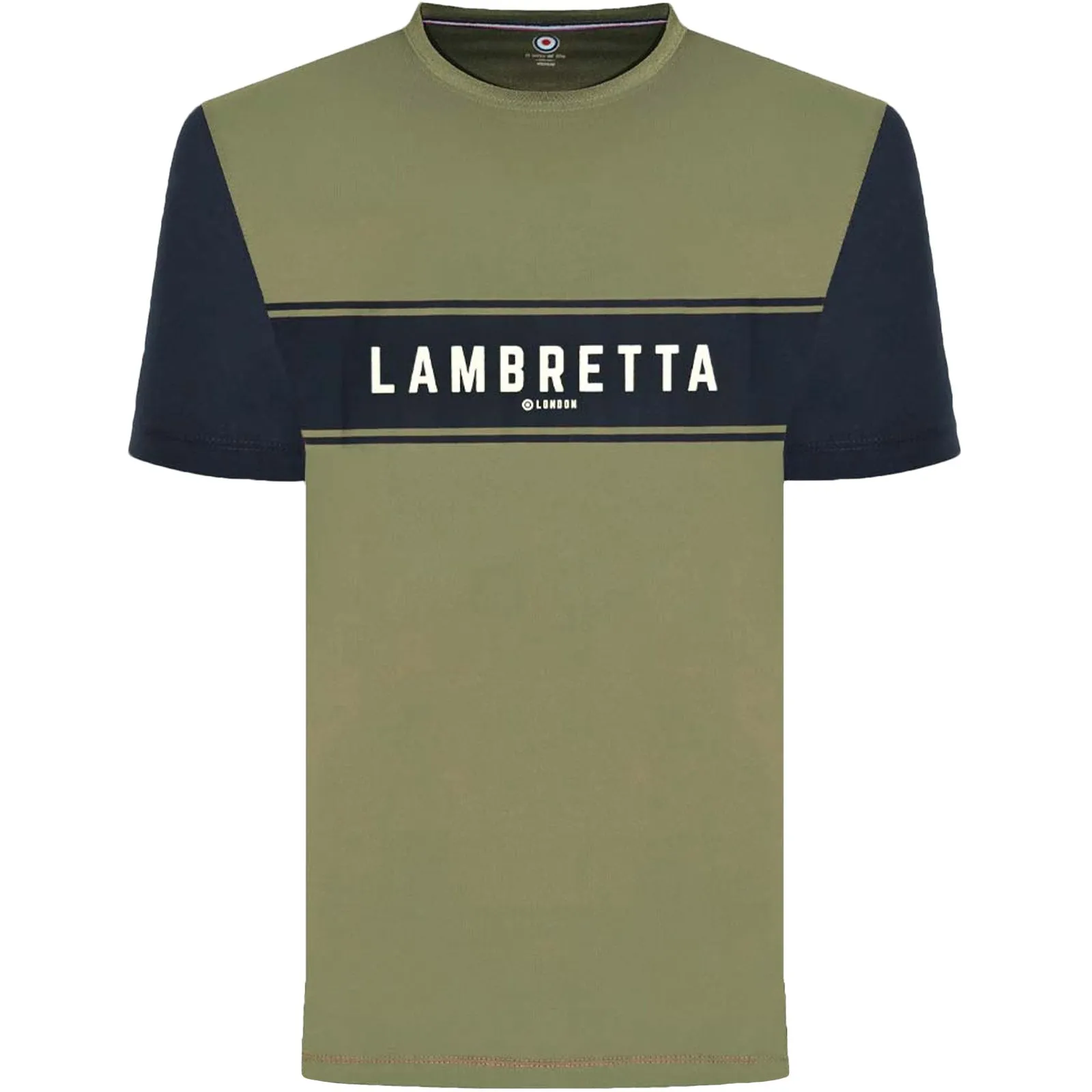 Lambretta Mens Logo Panel Raglan Retro T-Shirt
