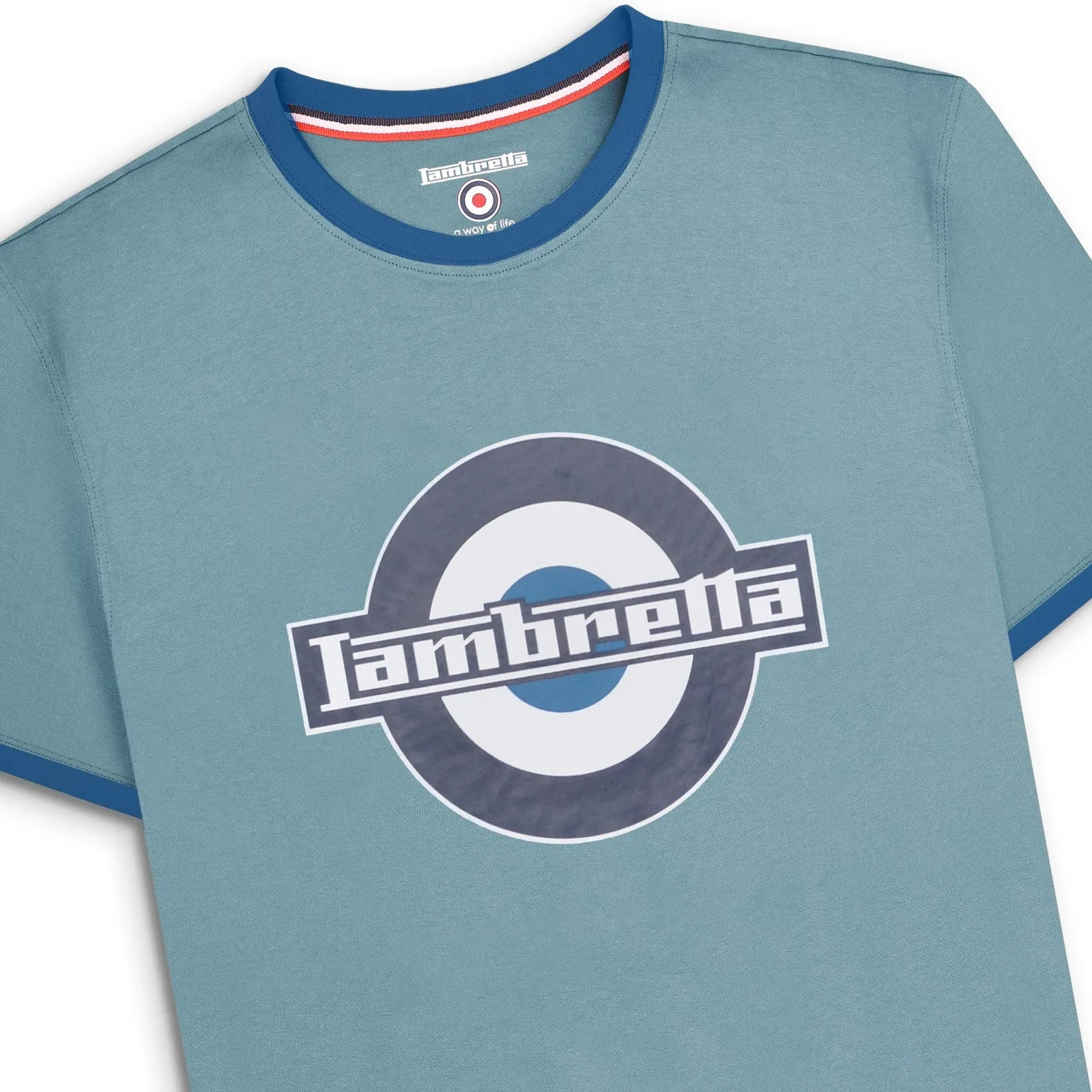 Lambretta Mens Logo Ringer Crew Neck Cotton T-Shirt