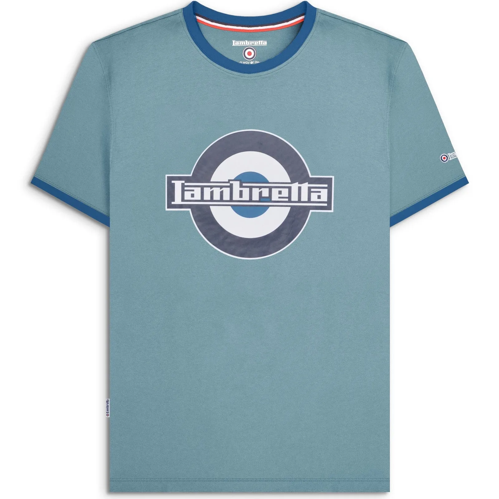 Lambretta Mens Logo Ringer Crew Neck Cotton T-Shirt