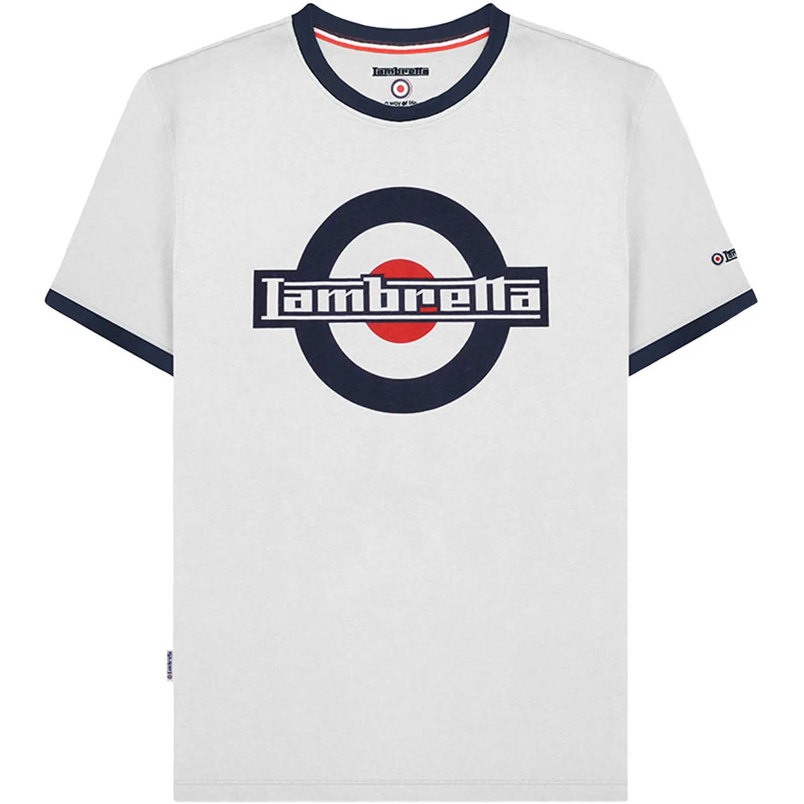 Lambretta Mens Logo Ringer Crew Neck Cotton T-Shirt