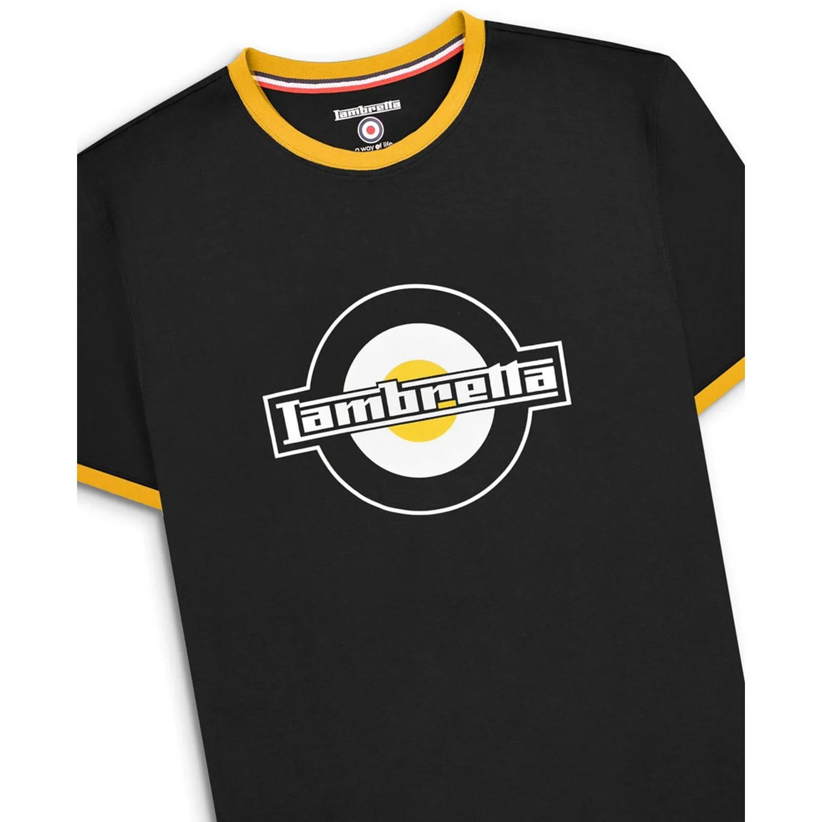 Lambretta Mens Logo Ringer Crew Neck Cotton T-Shirt