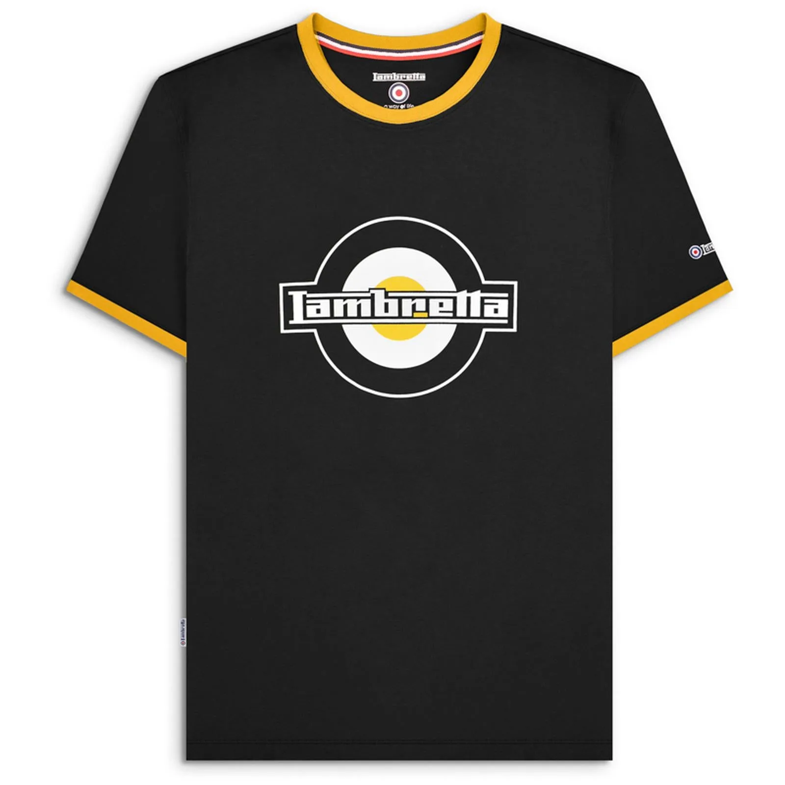 Lambretta Mens Logo Ringer Crew Neck Cotton T-Shirt
