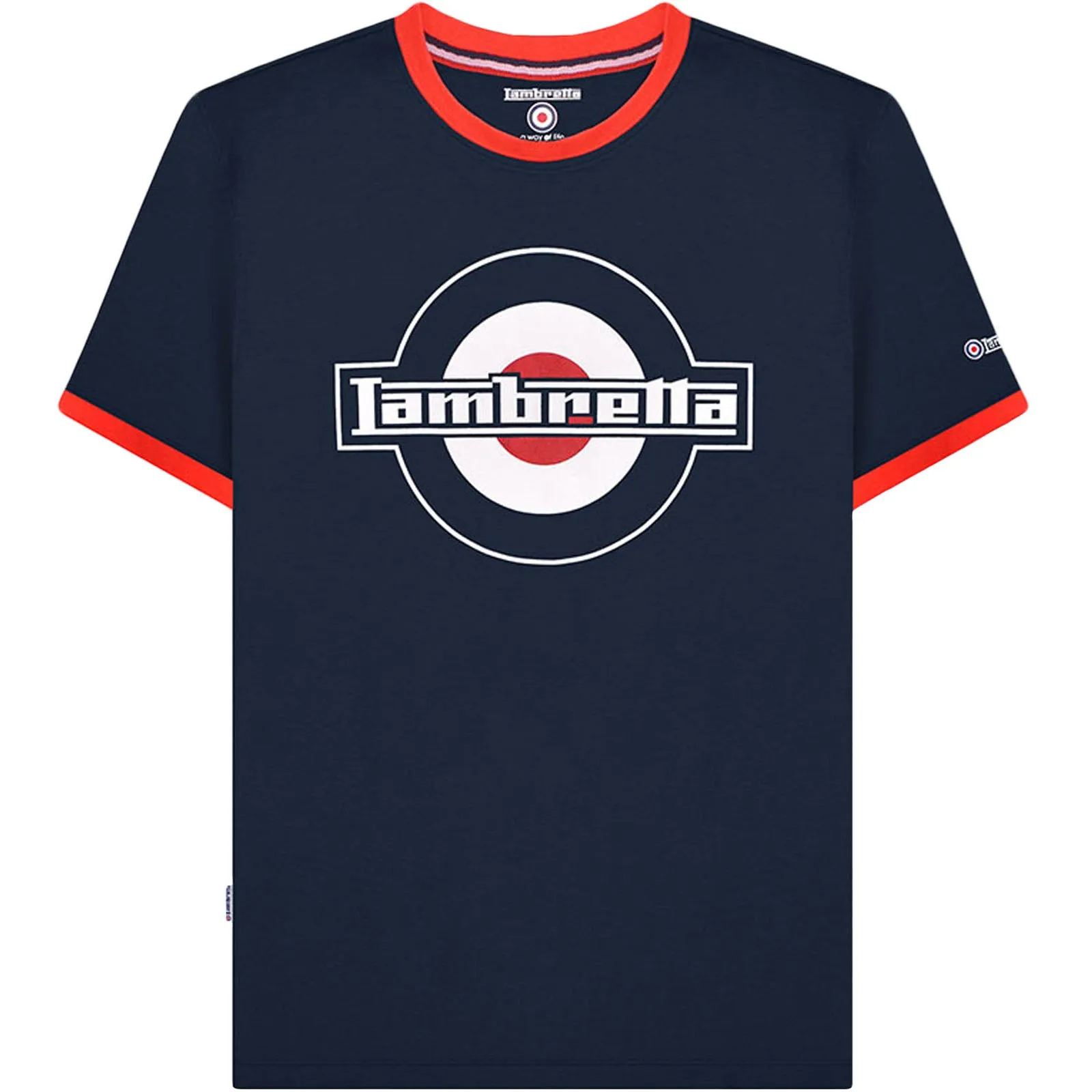 Lambretta Mens Logo Ringer Crew Neck Cotton T-Shirt