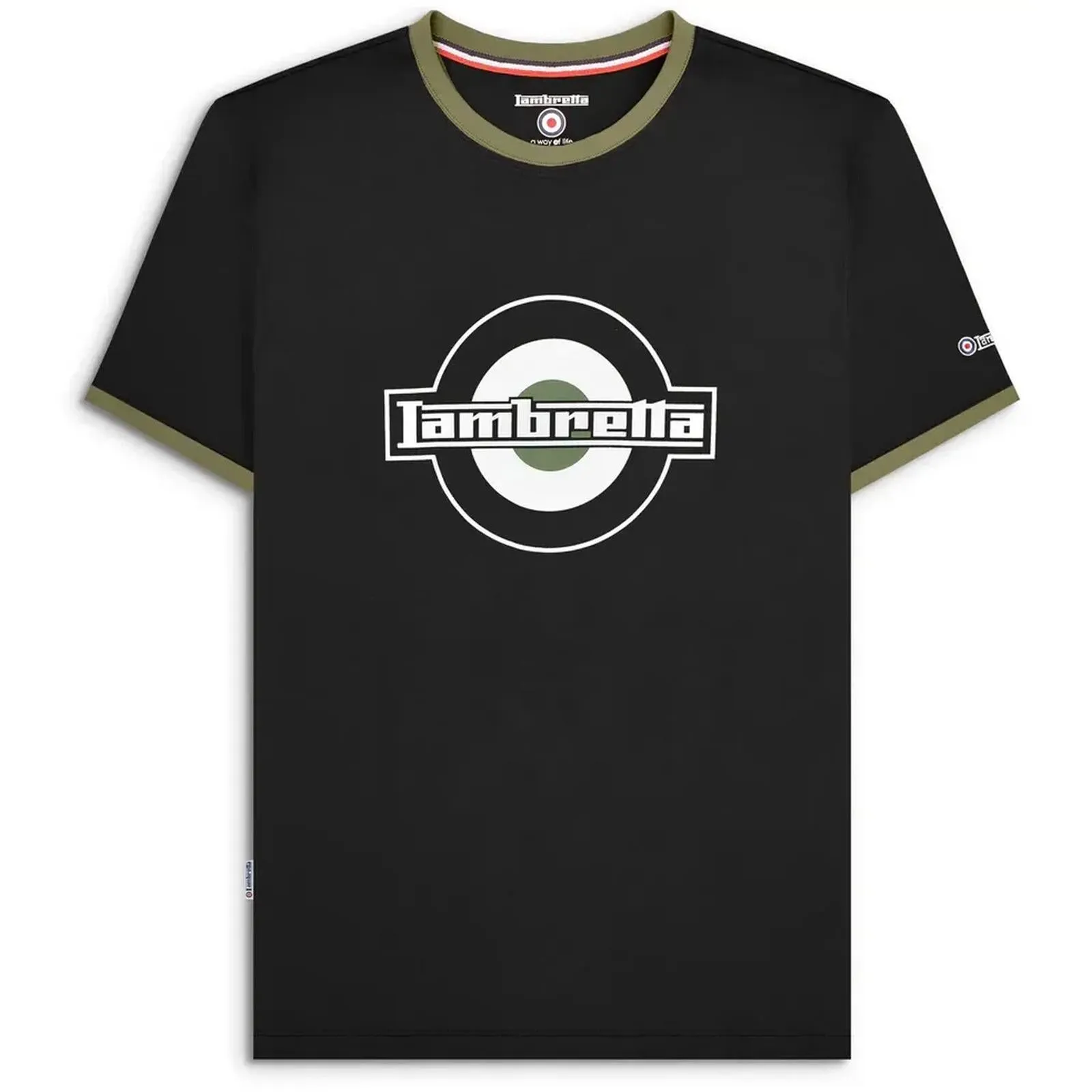 Lambretta Mens Logo Ringer Crew Neck Cotton T-Shirt