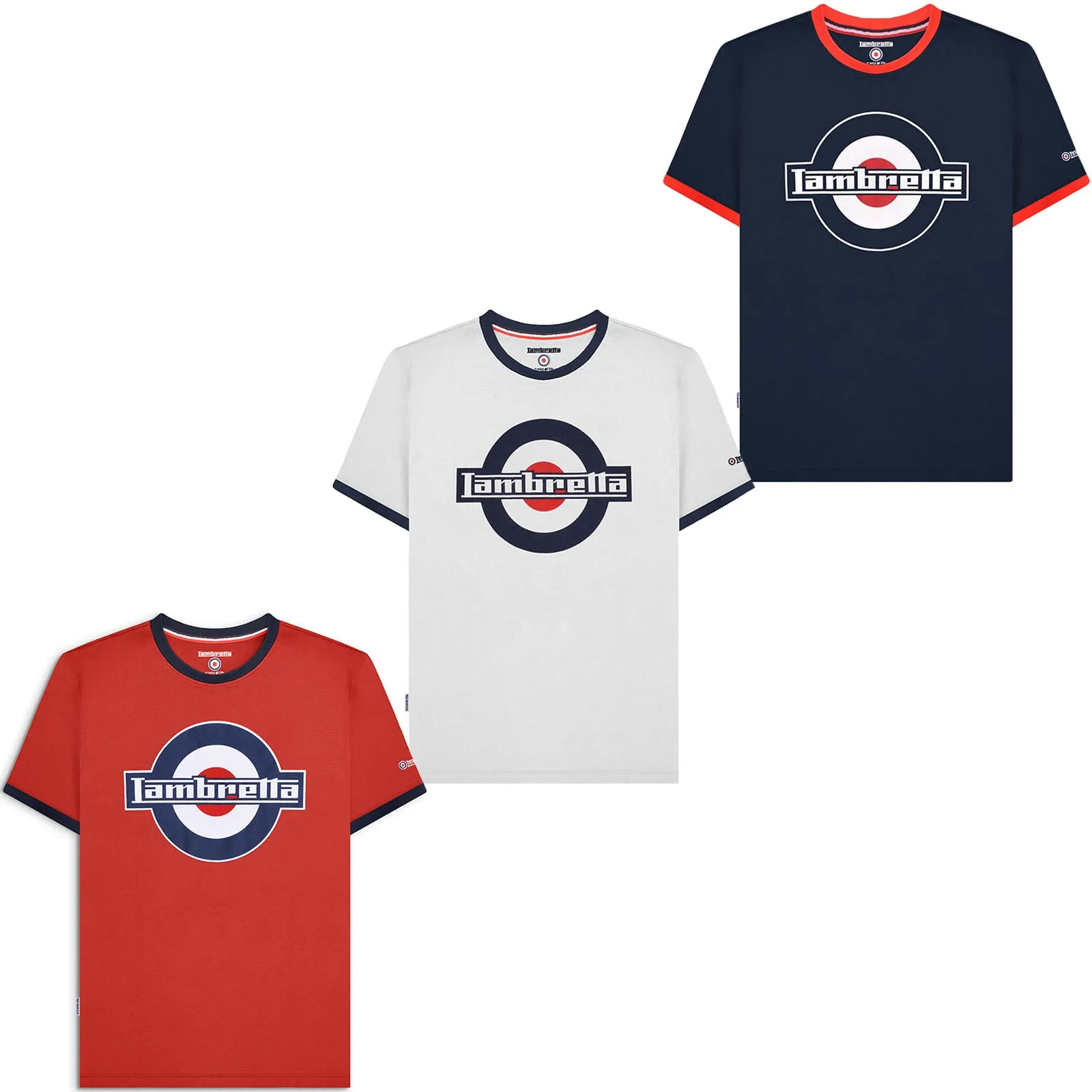 Lambretta Mens Logo Ringer Crew Neck Cotton T-Shirt