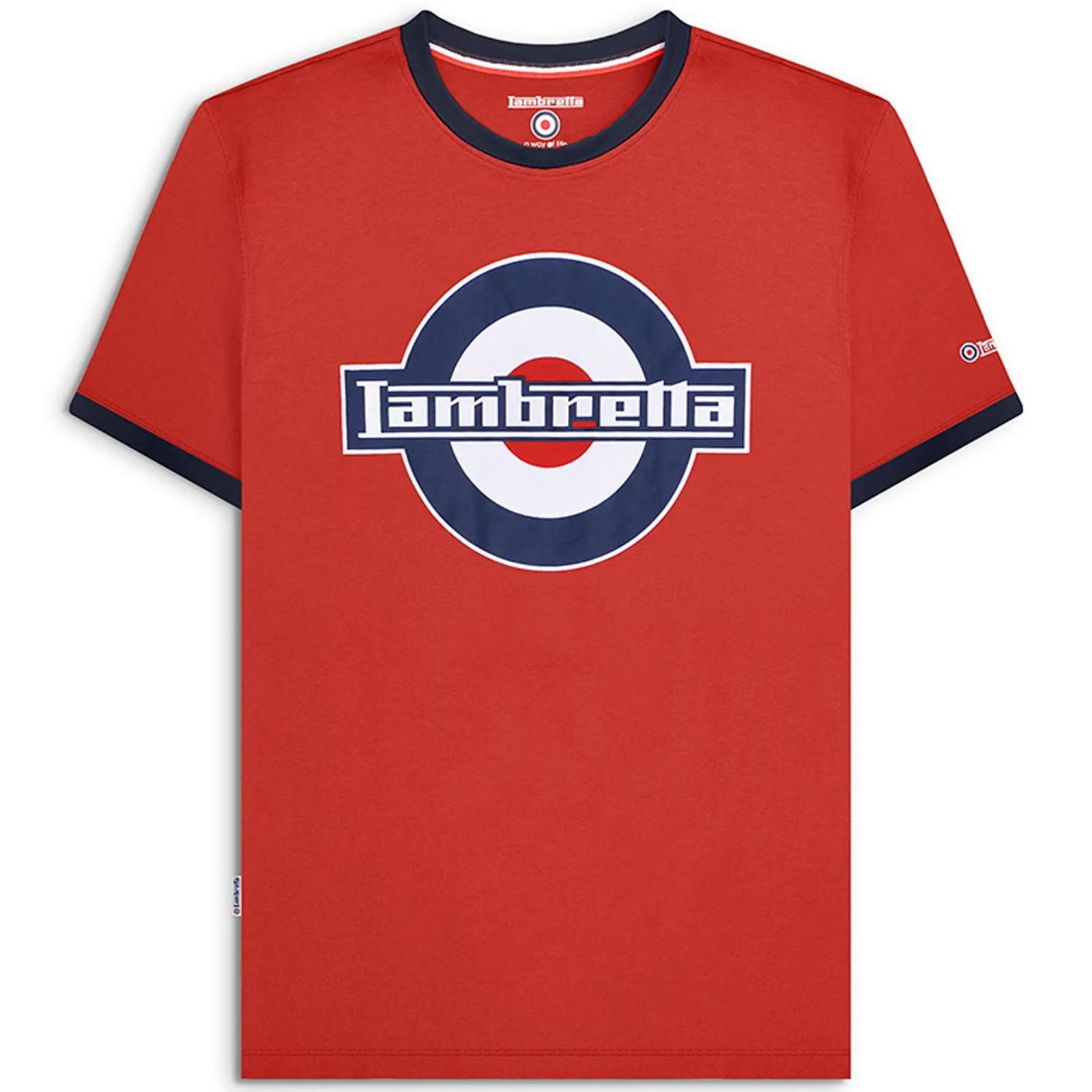 Lambretta Mens Logo Ringer Crew Neck Cotton T-Shirt