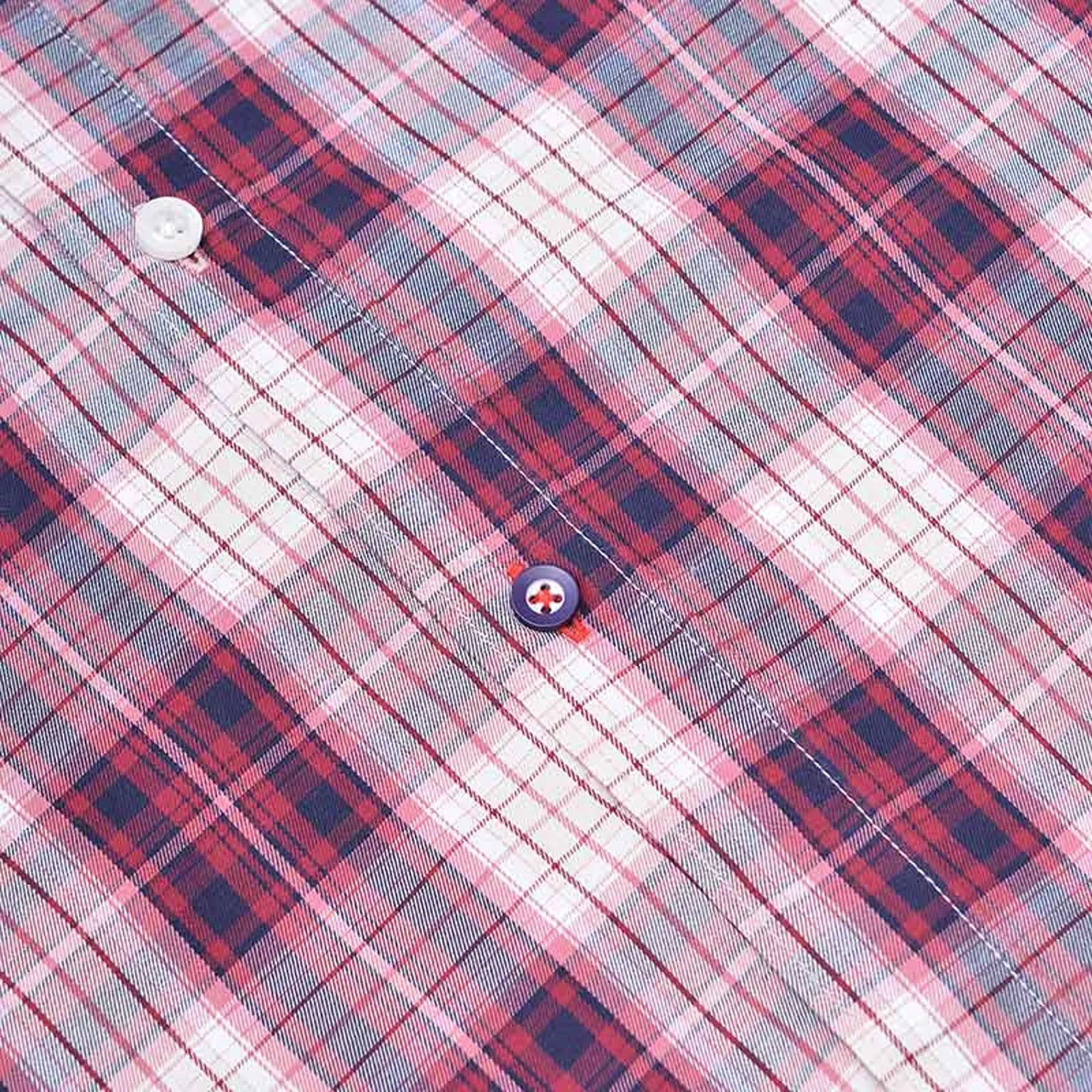 Lambretta Mens Multi Checked Short Sleeve Button Down Shirt - Red
