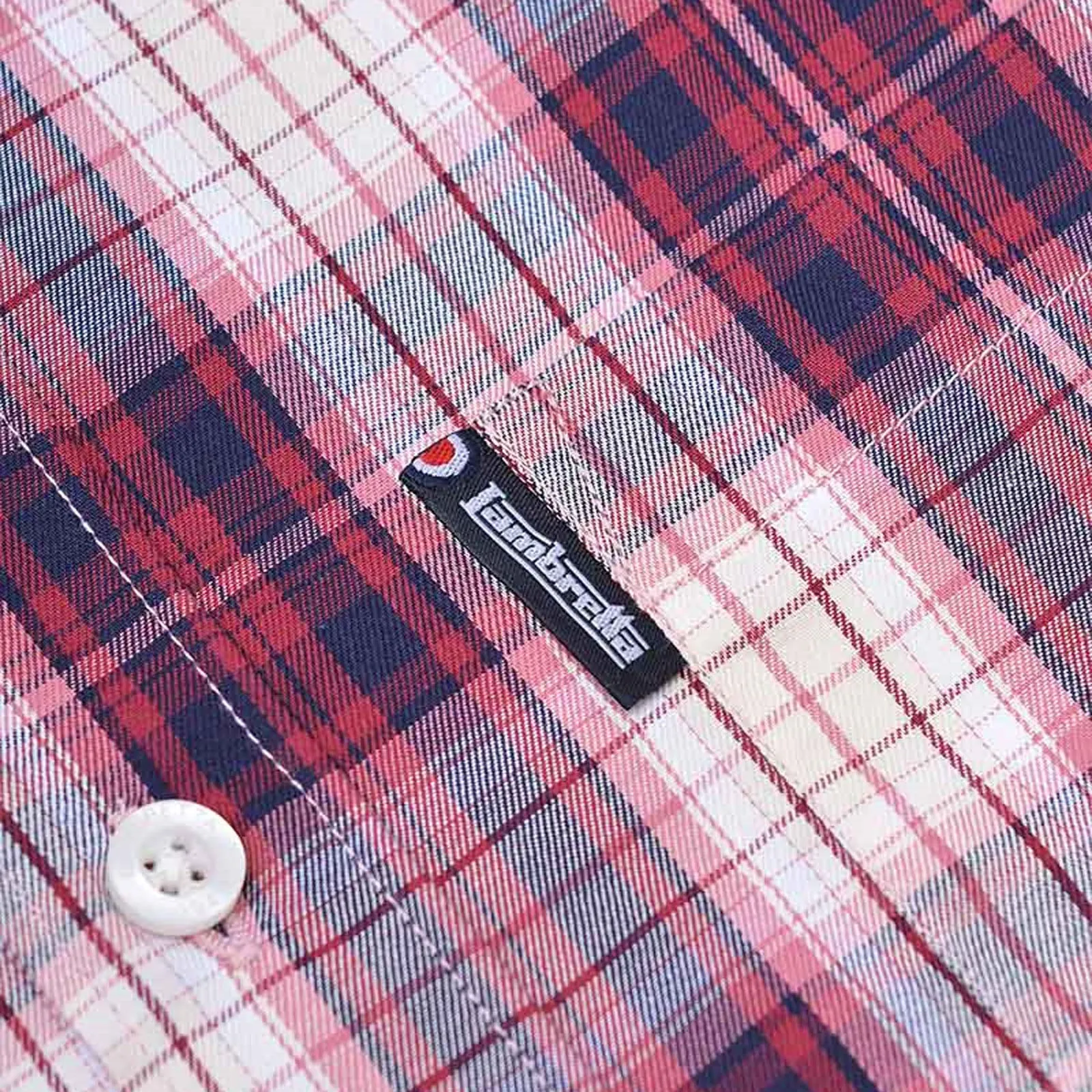 Lambretta Mens Multi Checked Short Sleeve Button Down Shirt - Red